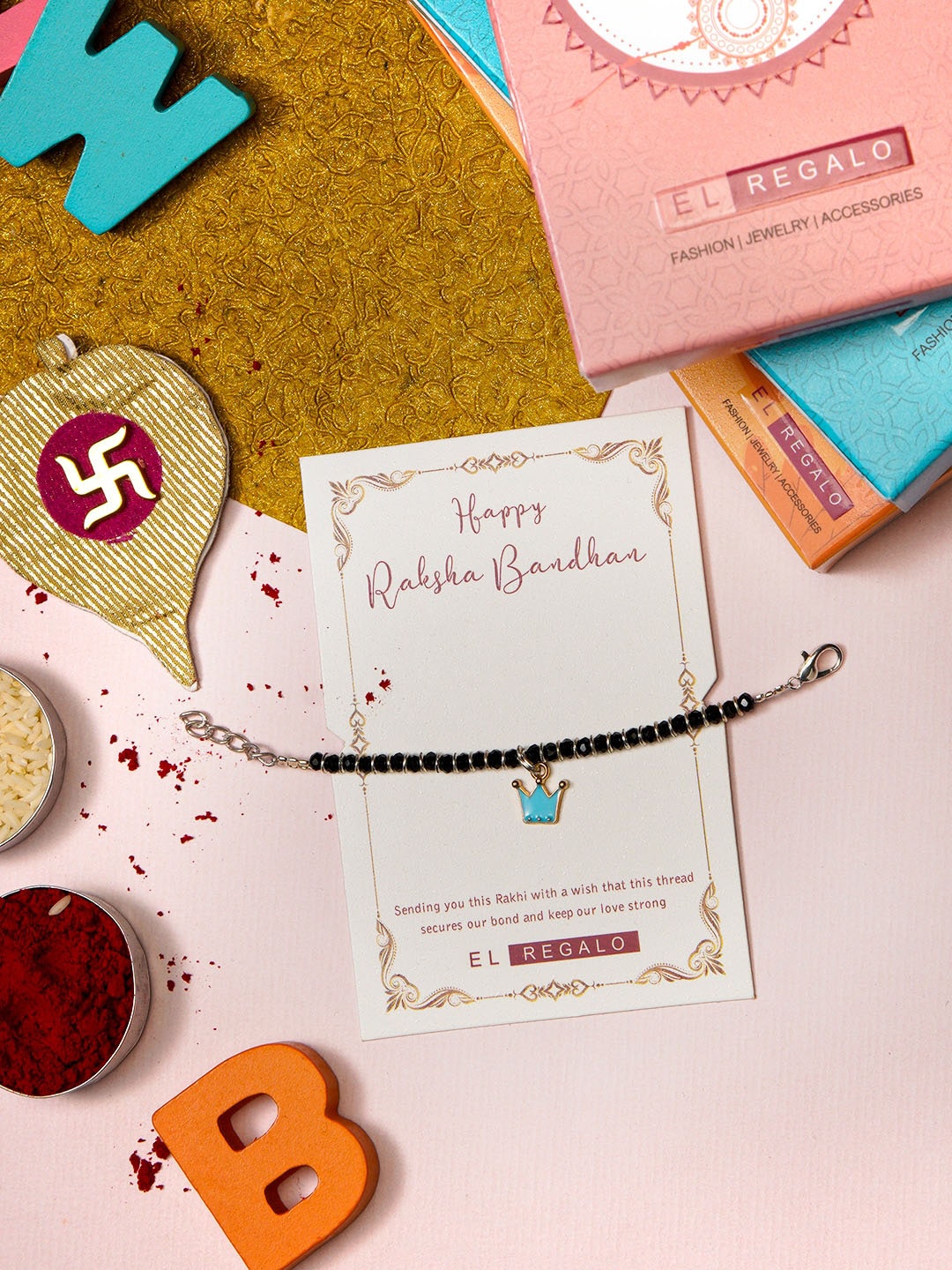 EL REGALO Nazaria Charm Rakhi for Baby and Infants With Rakhi Card, Black
EL REGALO Nazaria Charm Rakhi for Baby and Infants With Rakhi Card, Black