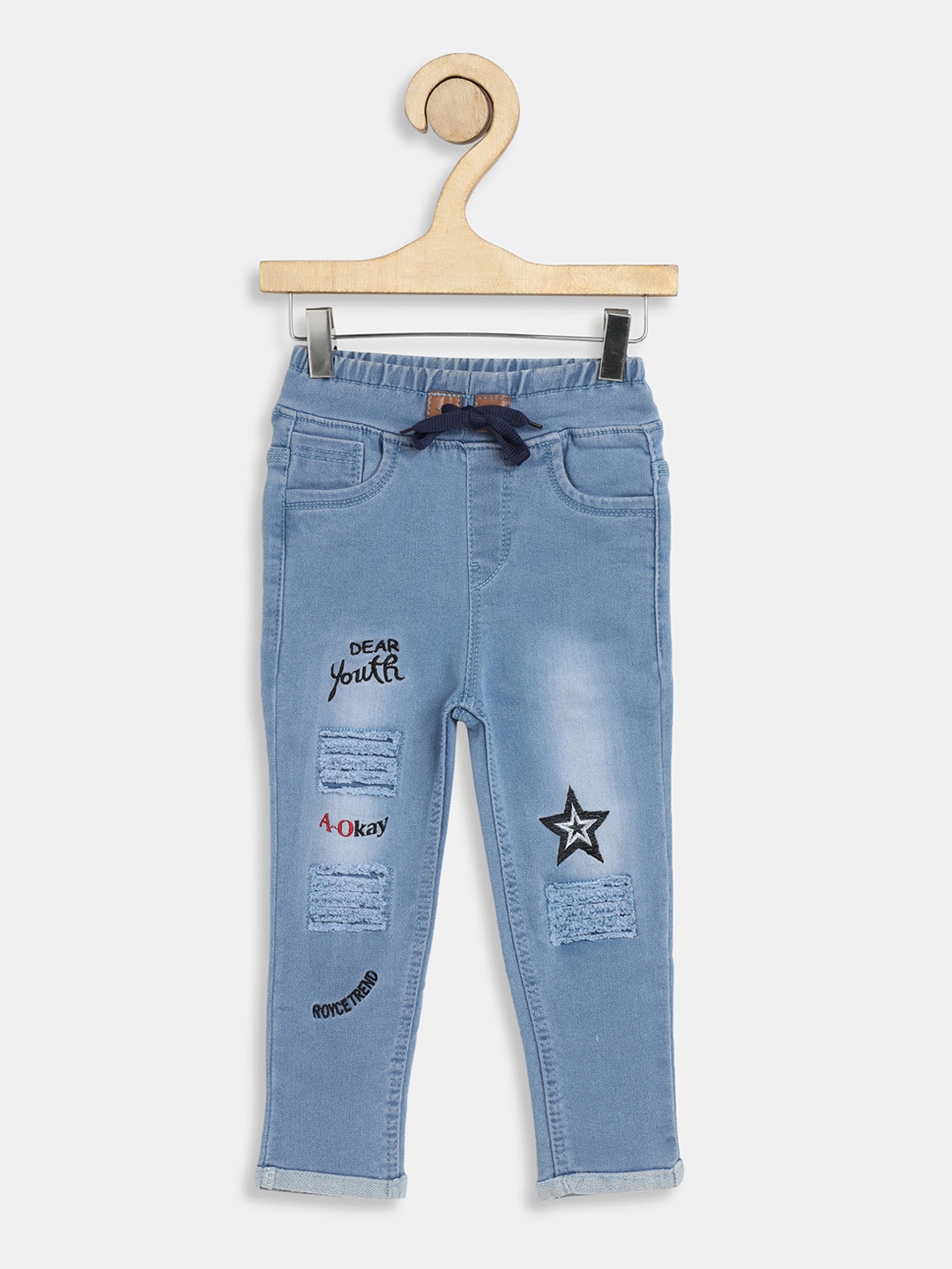 F2M Unisex Kids Slim Fit Jogger High-Rise Mildly Distressed Embroidered Stretchable Jeans, Blue
F2M Unisex Kids Slim Fit Jogger High-Rise Mildly Distressed Embroidered Stretchable Jeans, Blue