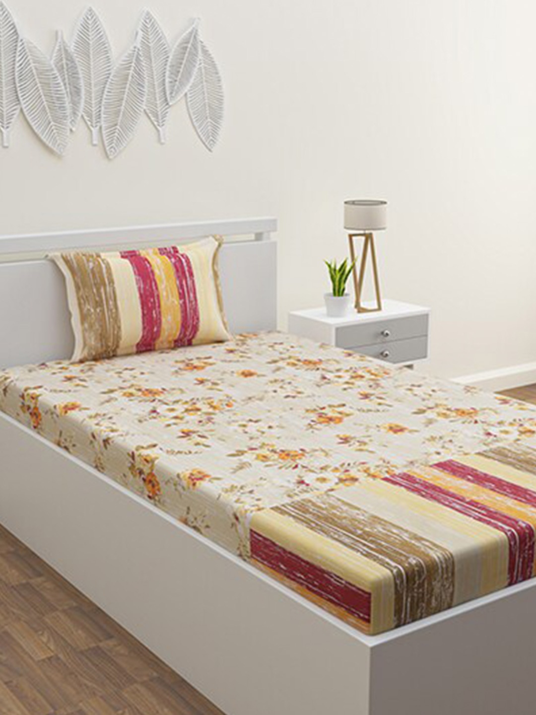 HERE&NOW Beige & Yellow Floral Polycotton 120 TC Single Bedsheet With 1 Pillow Covers
HERE&NOW Beige & Yellow Floral Polycotton 120 TC Single Bedsheet With 1 Pillow Covers