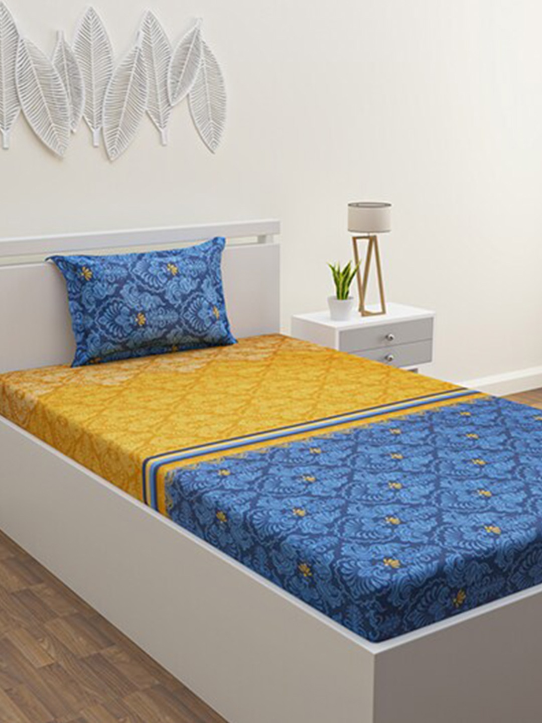 HERE&NOW Yellow & Blue Ethnic Motifs Polycotton 120 TC Single Bedsheet With 1 Pillow Cover
HERE&NOW Yellow & Blue Ethnic Motifs Polycotton 120 TC Single Bedsheet With 1 Pillow Cover