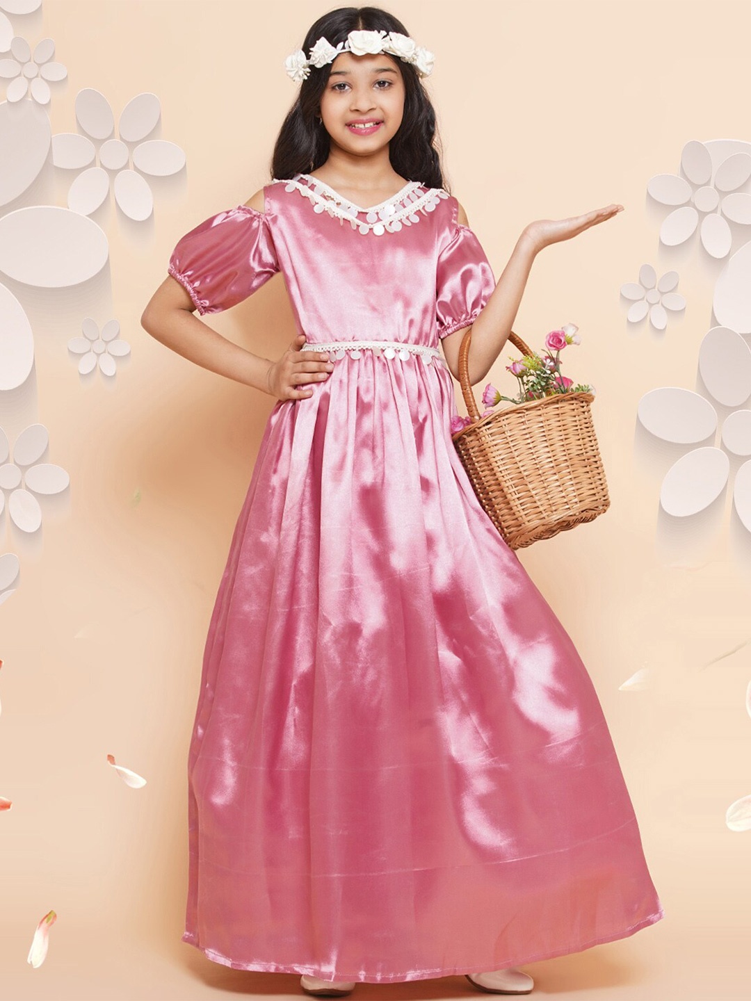 Modish Couture Girls Embellished Cold-Shoulder Sleeves Lace Inserts Fit & Flare Maxi Dress, Pink
Modish Couture Girls Embellished Cold-Shoulder Sleeves Lace Inserts Fit & Flare Maxi Dress, Pink