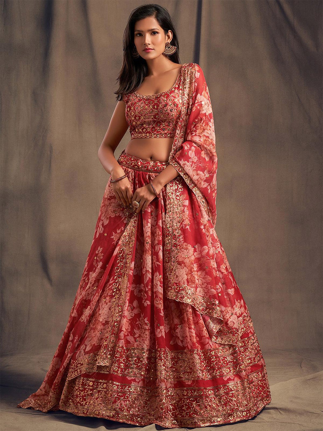 ODETTE Printed Sequinned Semi-Stitched Lehenga & Unstitched Blouse With Dupatta, Red
ODETTE Printed Sequinned Semi-Stitched Lehenga & Unstitched Blouse With Dupatta, Red