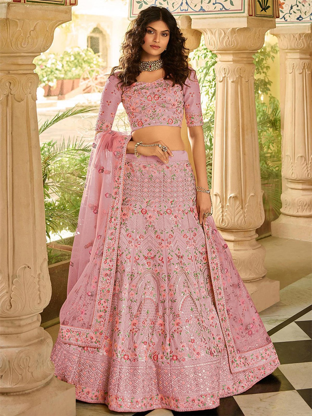 ODETTE Embroidered Thread Work Semi-Stitched Lehenga & Unstitched Blouse With Dupatta, Pink
ODETTE Embroidered Thread Work Semi-Stitched Lehenga & Unstitched Blouse With Dupatta, Pink