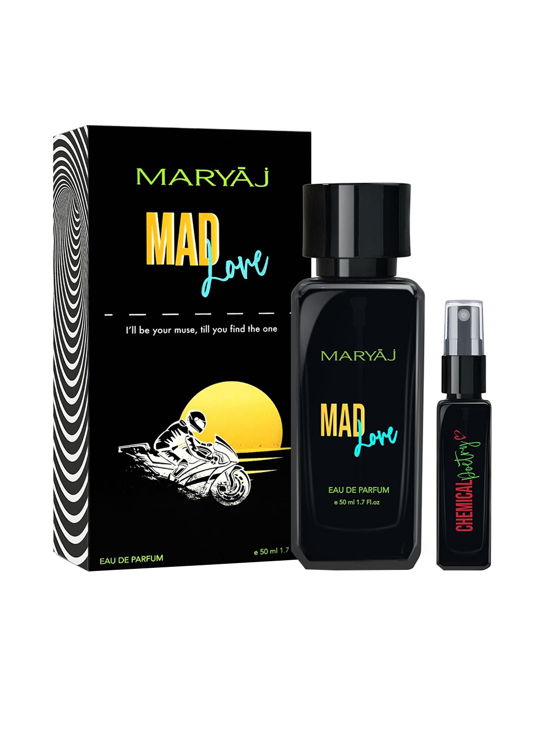 Maryaj Buy Mad Love 50ml & Get Chemical Poetry 8ml Free Long Lasting Eau De Parfum, Black
Maryaj Buy Mad Love 50ml & Get Chemical Poetry 8ml Free Long Lasting Eau De Parfum, Black