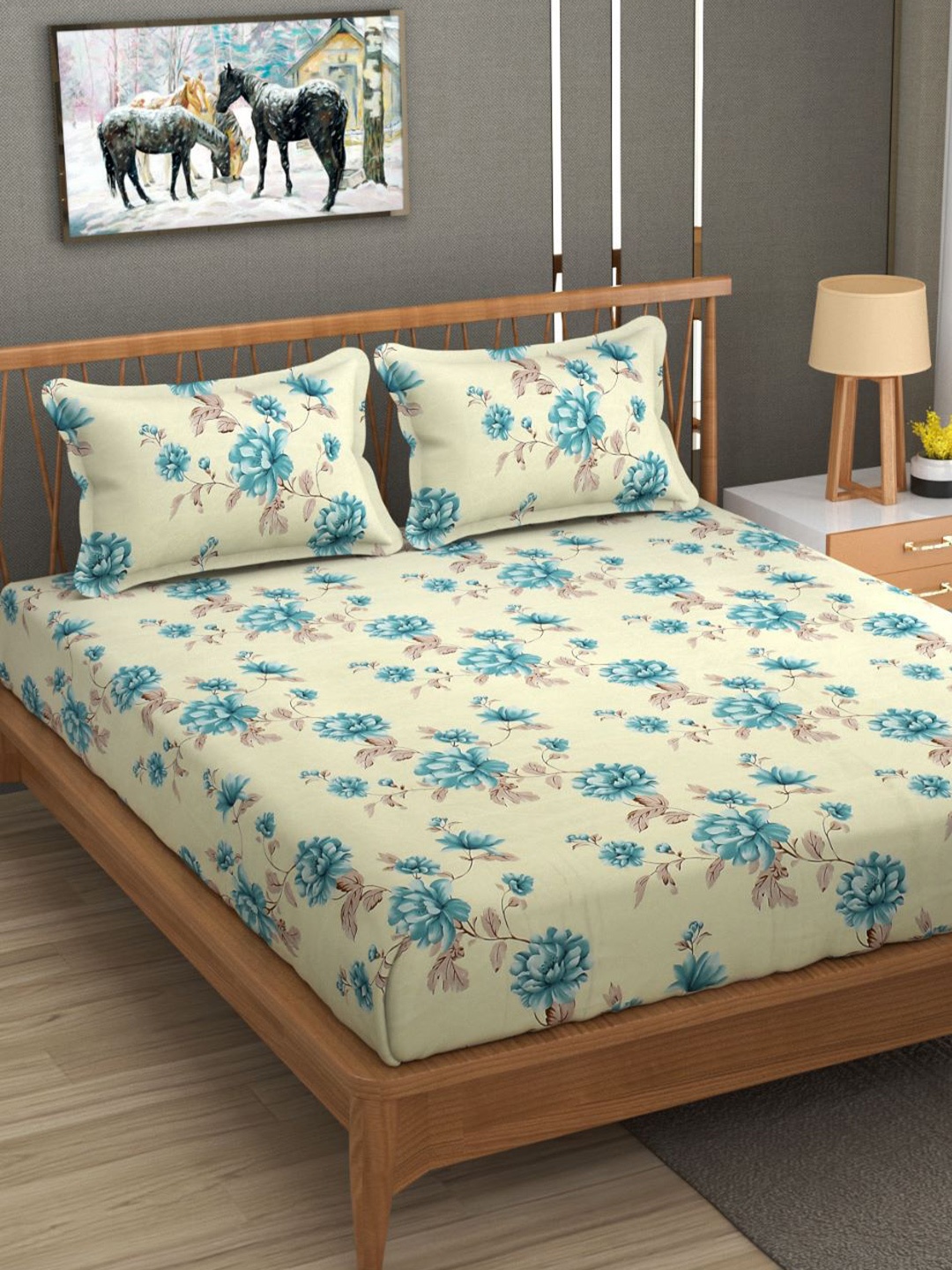 Bajo's Cream Coloured Printed Cotton 250 TC Fitted Queen Bedsheet With 2 Pillow Covers
Bajo's Cream Coloured Printed Cotton 250 TC Fitted Queen Bedsheet With 2 Pillow Covers