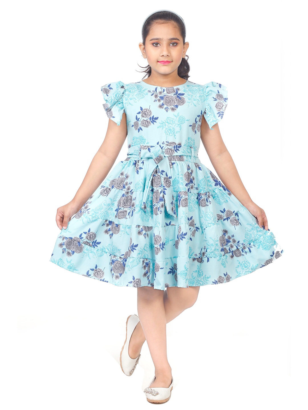 BAESD Girls Floral Printed Belted Detailed Flutter Sleeve Fit & Flare Dress, Blue
BAESD Girls Floral Printed Belted Detailed Flutter Sleeve Fit & Flare Dress, Blue