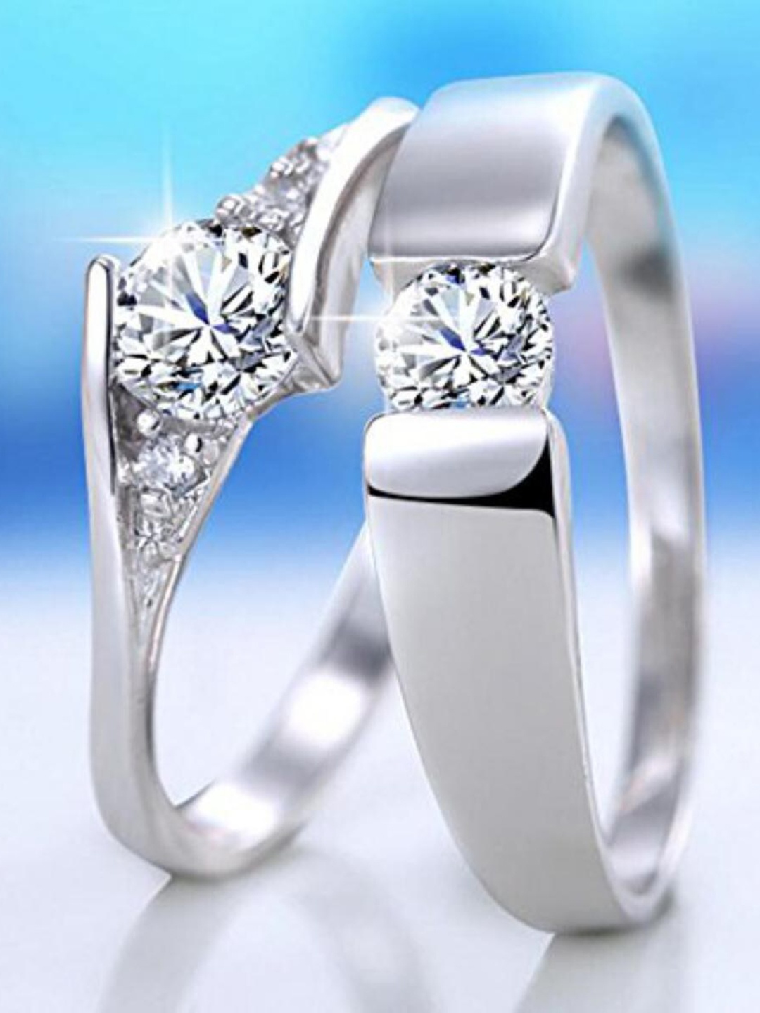 MYKI Unisex Set Of 2 Silver-Plated & Cubic Zirconia-Studded Couple Adjustable Finger Rings
MYKI Unisex Set Of 2 Silver-Plated & Cubic Zirconia-Studded Couple Adjustable Finger Rings