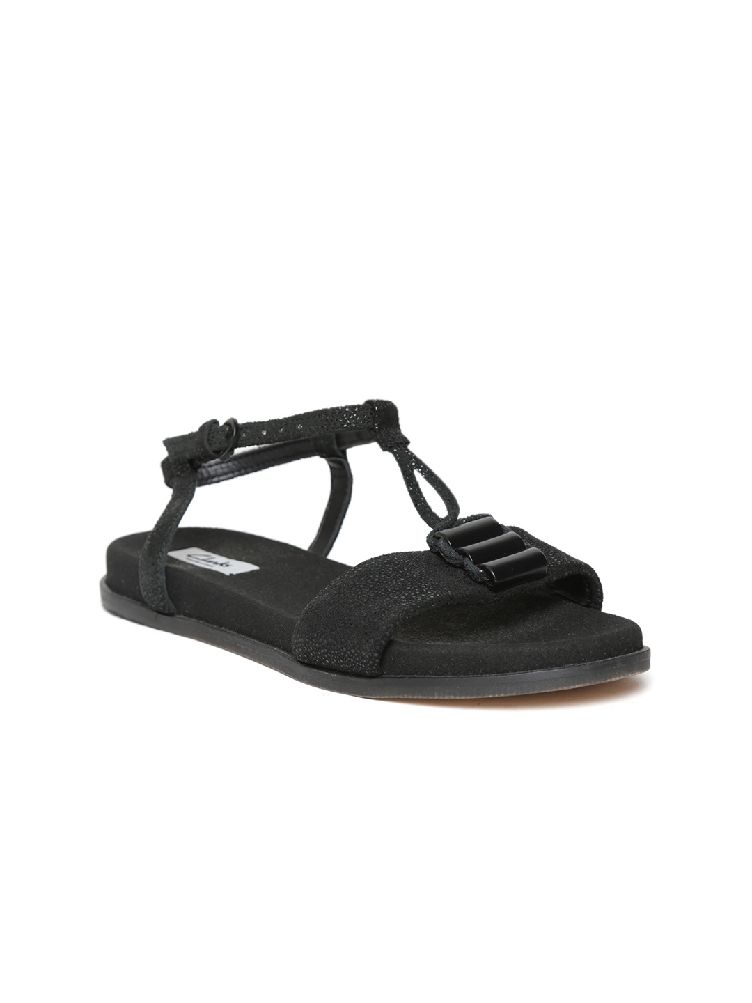 Clarks Women Black Leather Flats