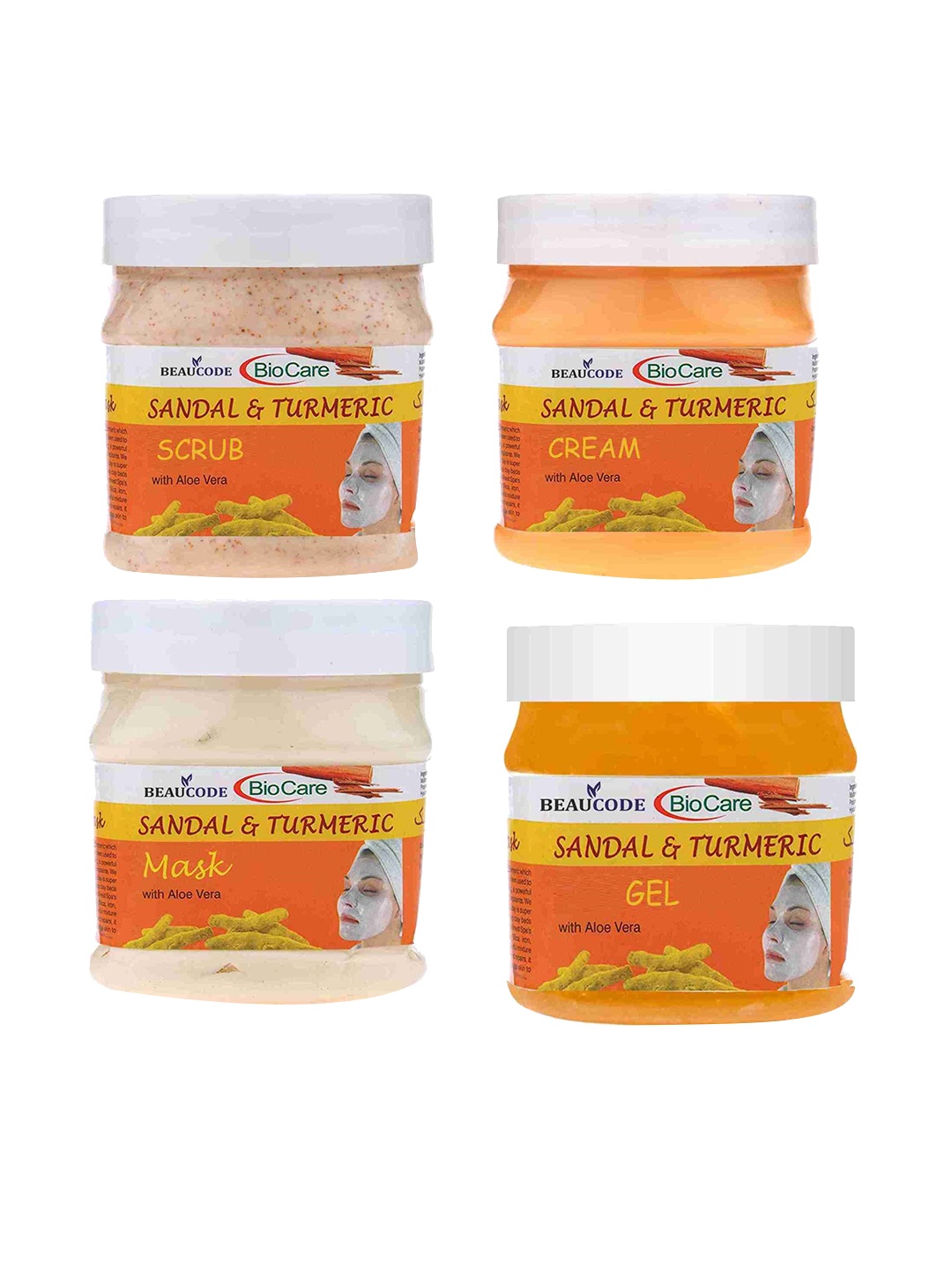 BEAUCODE BIOCARE Set Of 4 Sandal & Turmeric Cream - Mask - Gel & Scrub - 250gm Each, Orange
BEAUCODE BIOCARE Set Of 4 Sandal & Turmeric Cream - Mask - Gel & Scrub - 250gm Each, Orange
