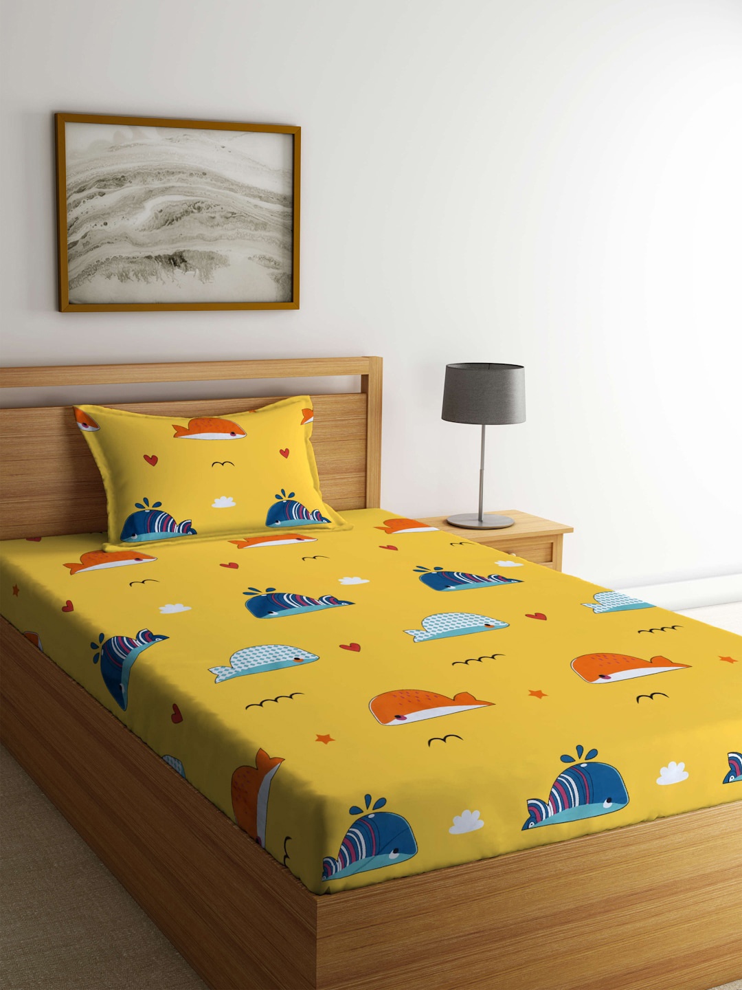 FABINALIV Yellow Cartoon Characters Polycotton 300 TC Single Bedsheet &1 Pillow Cover
FABINALIV Yellow Cartoon Characters Polycotton 300 TC Single Bedsheet &1 Pillow Cover