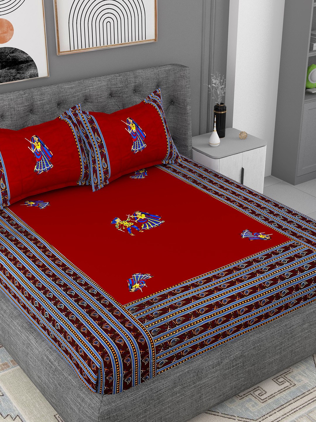 Lali Prints Maroon & Yellow Printed Cotton 180 TC King Bedsheet with 2 Pillow Covers
Lali Prints Maroon & Yellow Printed Cotton 180 TC King Bedsheet with 2 Pillow Covers