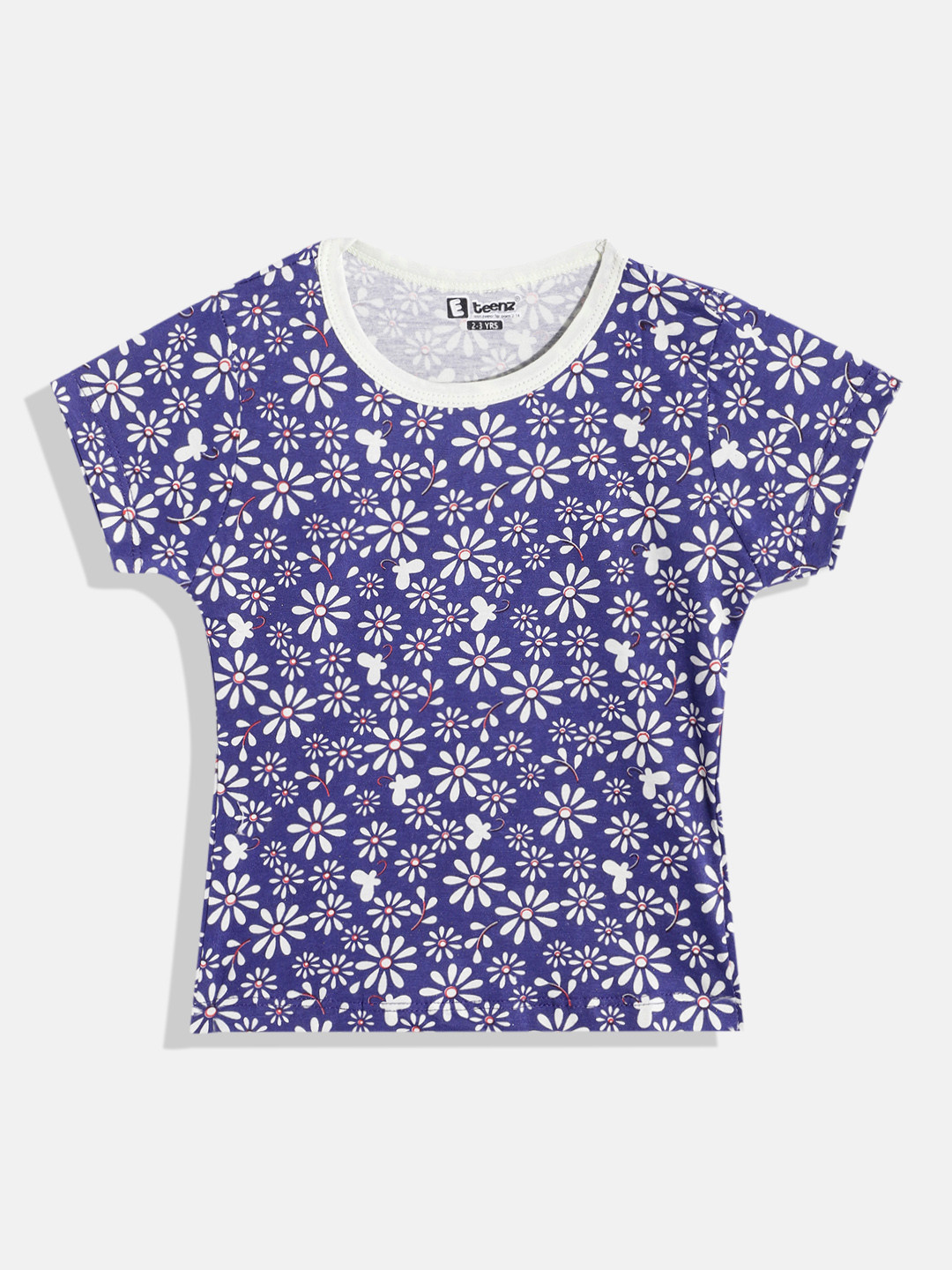 Eteenz Girls Floral Printed Premium Cotton T-shirt, Navy blue 
Eteenz Girls Floral Printed Premium Cotton T-shirt, Navy blue