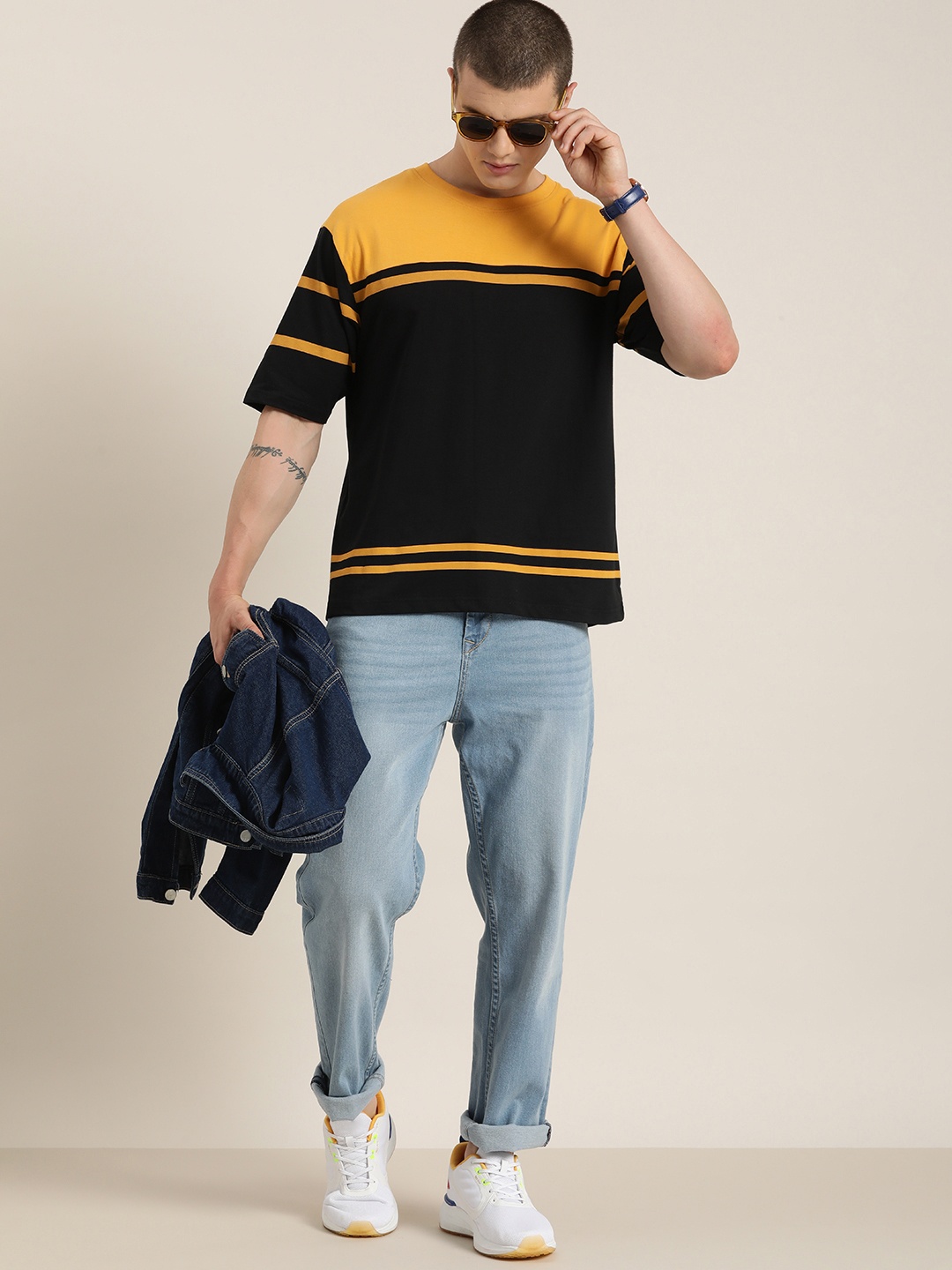 DILLINGER Men Striped Colourblocked Drop-Shoulder Sleeves Oversized Pure Cotton T-shirt, Yellow
DILLINGER Men Striped Colourblocked Drop-Shoulder Sleeves Oversized Pure Cotton T-shirt, Yellow