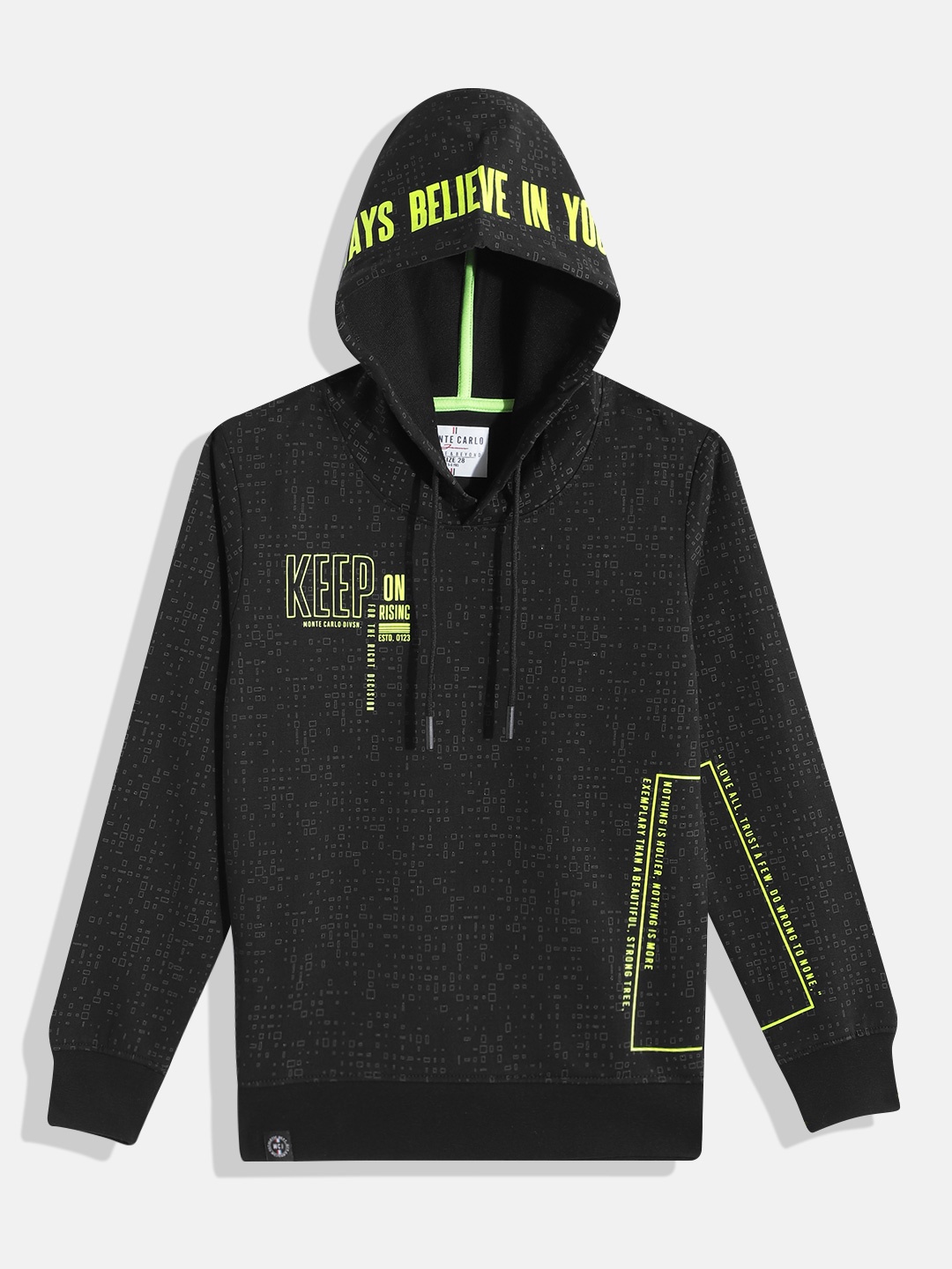Monte Carlo Boys Typography & Geometric Printed Pure Cotton Hooded Sweatshirt, Black
Monte Carlo Boys Typography & Geometric Printed Pure Cotton Hooded Sweatshirt, Black