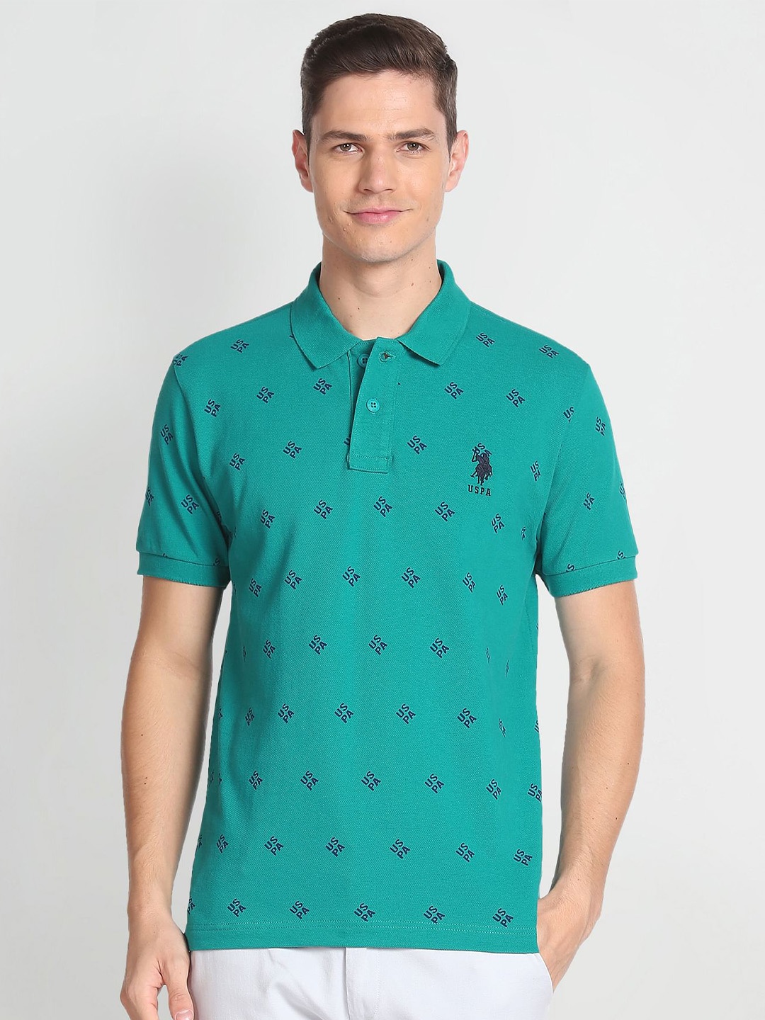 U.S. Polo Assn. Typography Printed Polo Collar Pure Cotton Slim Fit T-shirt, Green
U.S. Polo Assn. Typography Printed Polo Collar Pure Cotton Slim Fit T-shirt, Green