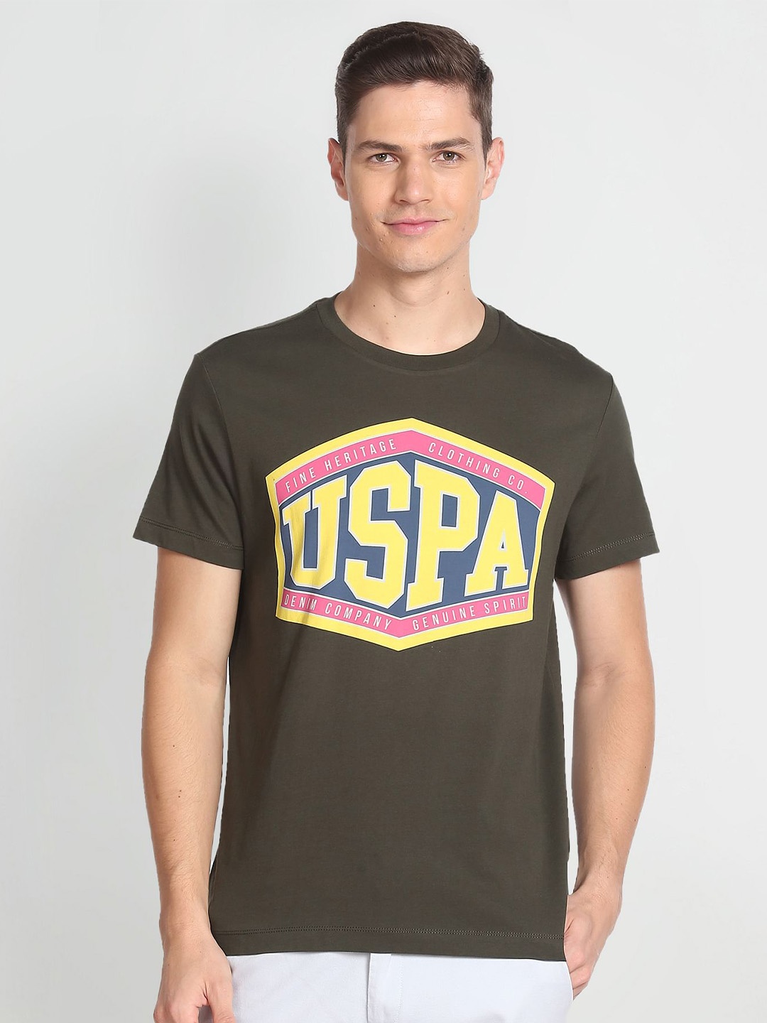 U.S. Polo Assn. Denim Co. Typography Printed Pure Cotton Pockets Slim Fit T-shirt, Green
U.S. Polo Assn. Denim Co. Typography Printed Pure Cotton Pockets Slim Fit T-shirt, Green