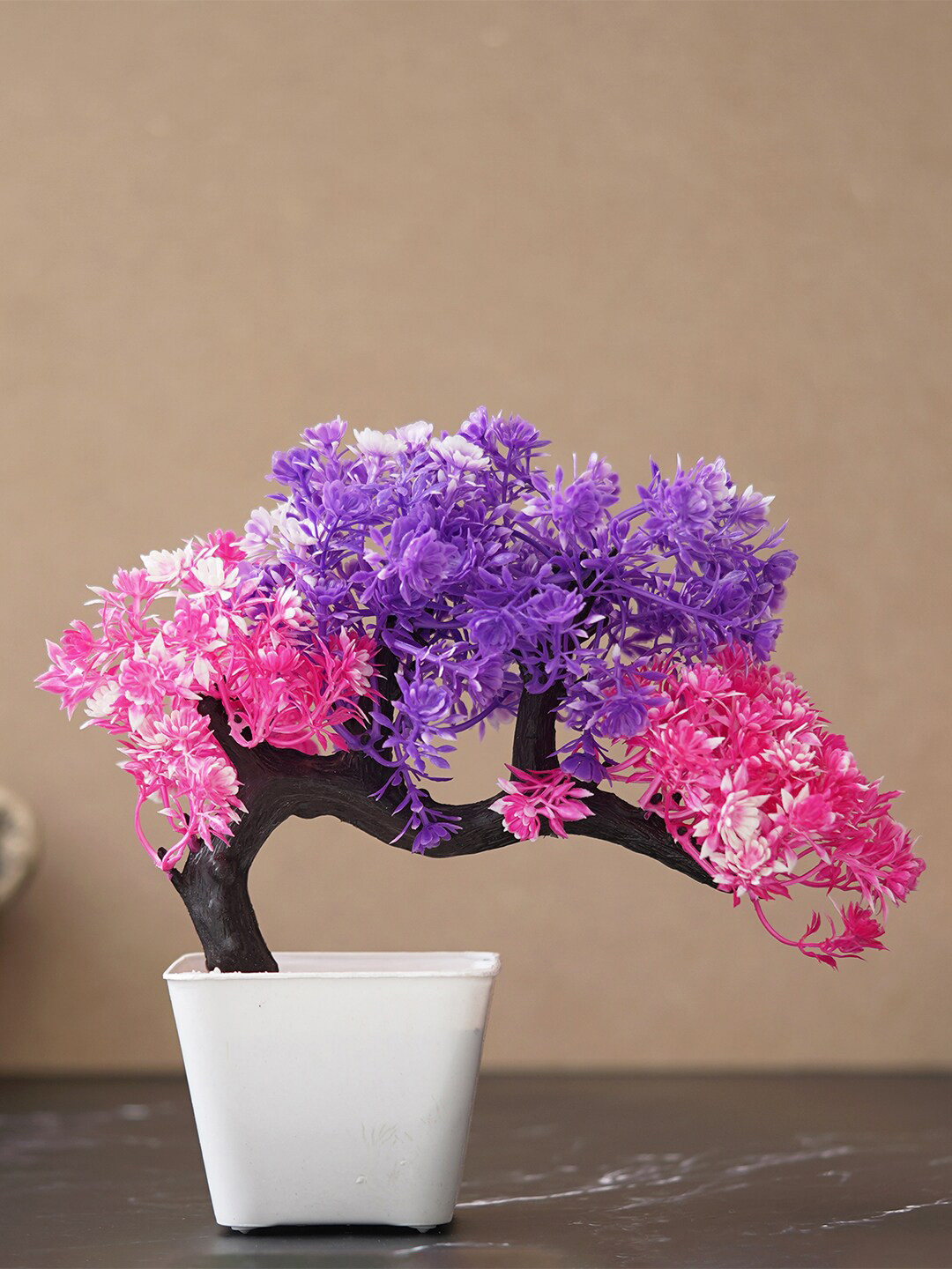 eCraftIndia Pink & Purple Bonsai Artificial Plant With Plastic Rounded Square Pot, White
eCraftIndia Pink & Purple Bonsai Artificial Plant With Plastic Rounded Square Pot, White