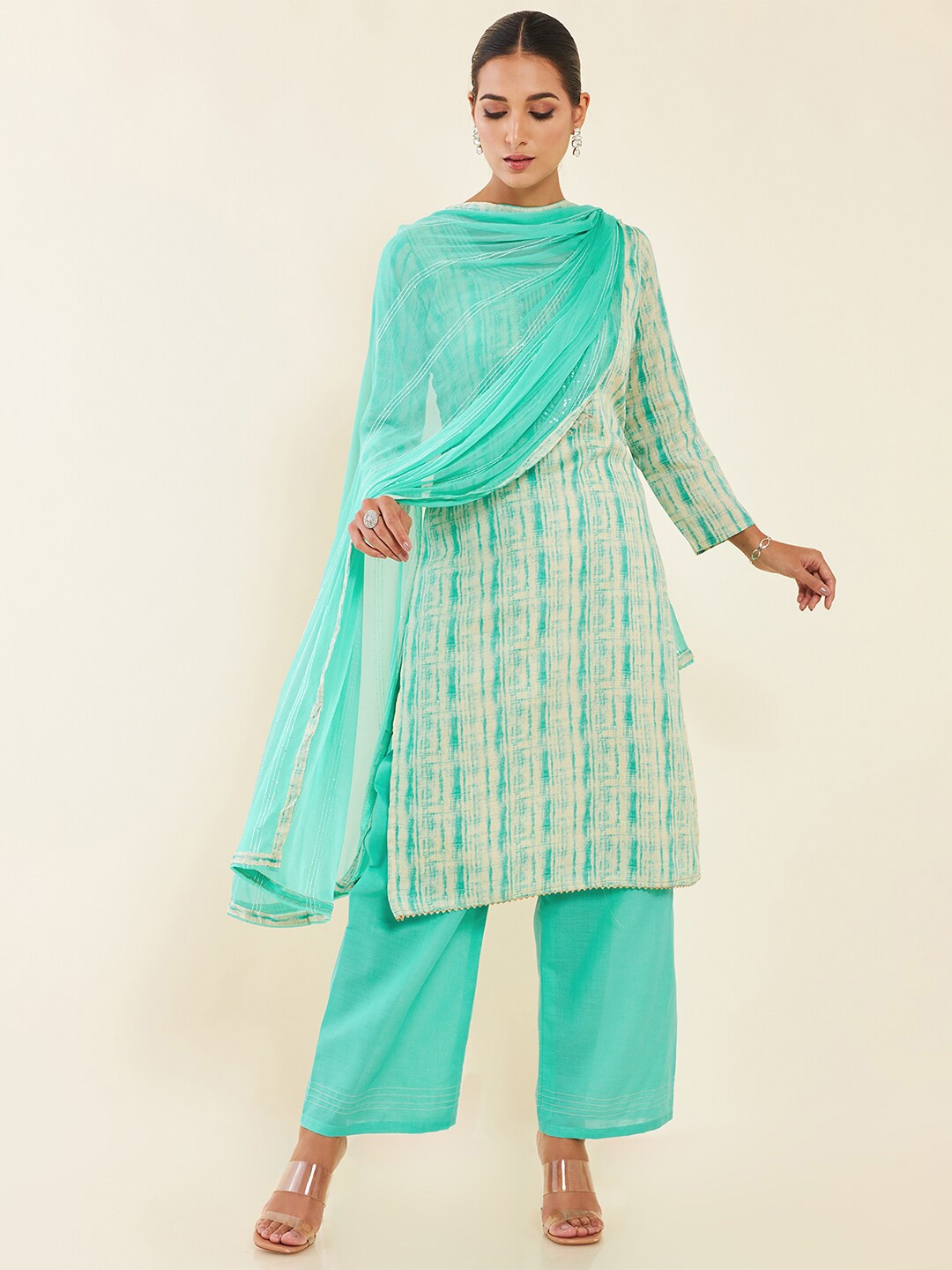 Soch Beige & Blue Abstract Printed Thread Work Pure Cotton Unstitched Dress Material
Soch Beige & Blue Abstract Printed Thread Work Pure Cotton Unstitched Dress Material