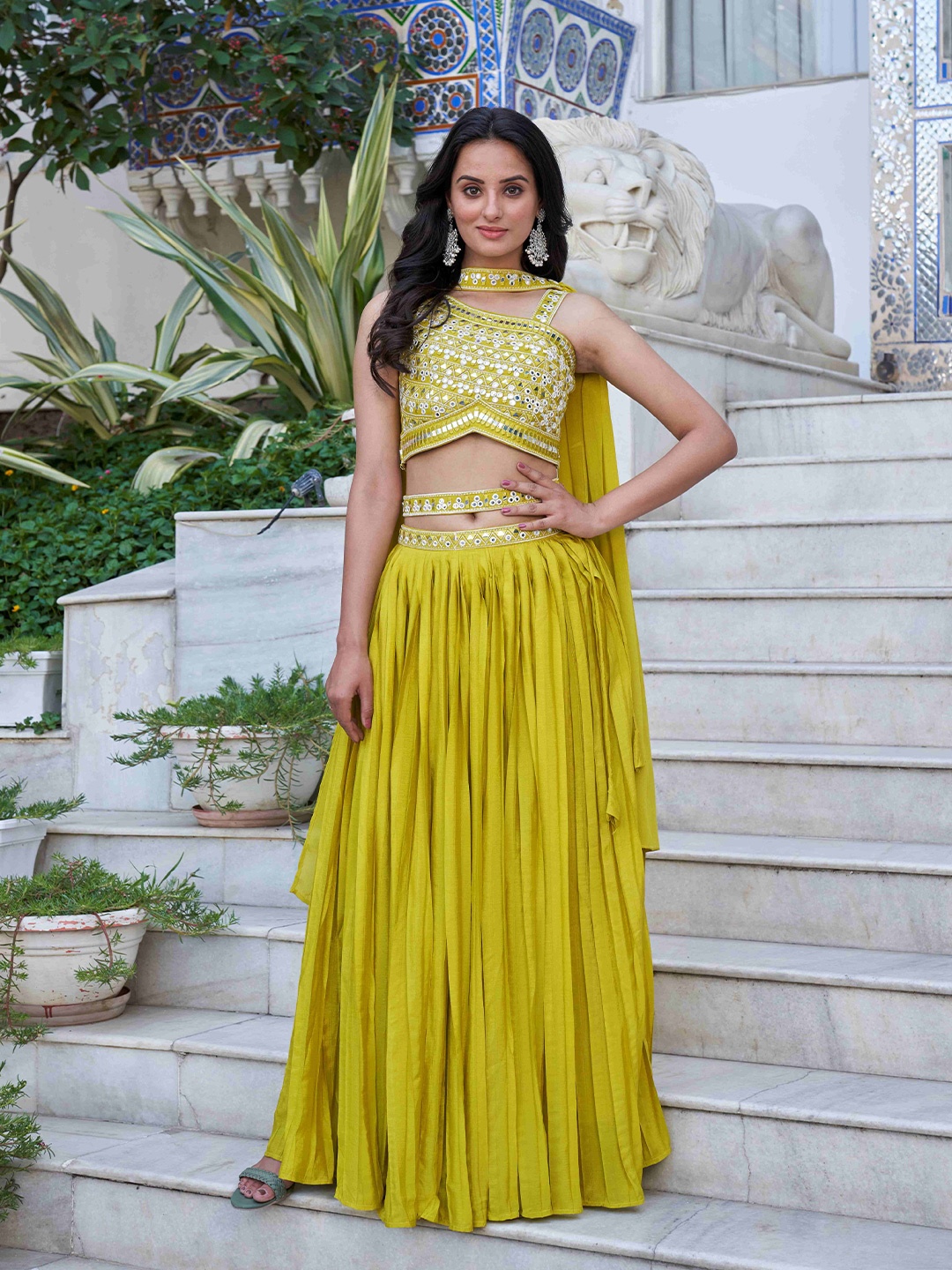 Virah Fashion Embellished Ready to Wear Lehenga & Blouse With Dupatta, Lime green
Virah Fashion Embellished Ready to Wear Lehenga & Blouse With Dupatta, Lime green