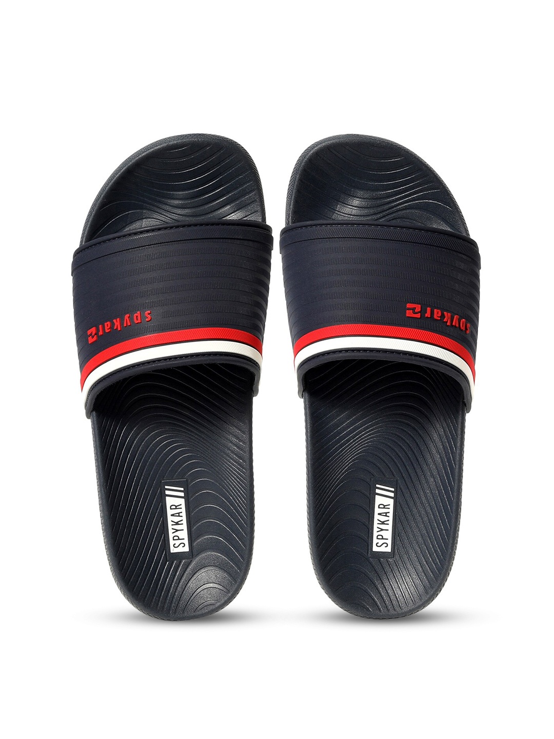 SPYKAR Men Self Design Sliders, Navy blue