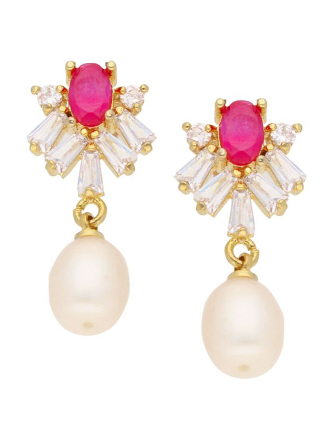 Sri Jagdamba Pearls Dealer Gold-Plated Contemporary Stone Studded & Beaded Drop Earrings
Sri Jagdamba Pearls Dealer Gold-Plated Contemporary Stone Studded & Beaded Drop Earrings