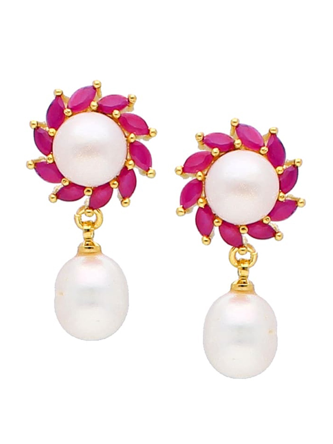 Sri Jagdamba Pearls Dealer Gold-Plated Contemporary Stone Studded & Beaded Drop Earrings
Sri Jagdamba Pearls Dealer Gold-Plated Contemporary Stone Studded & Beaded Drop Earrings