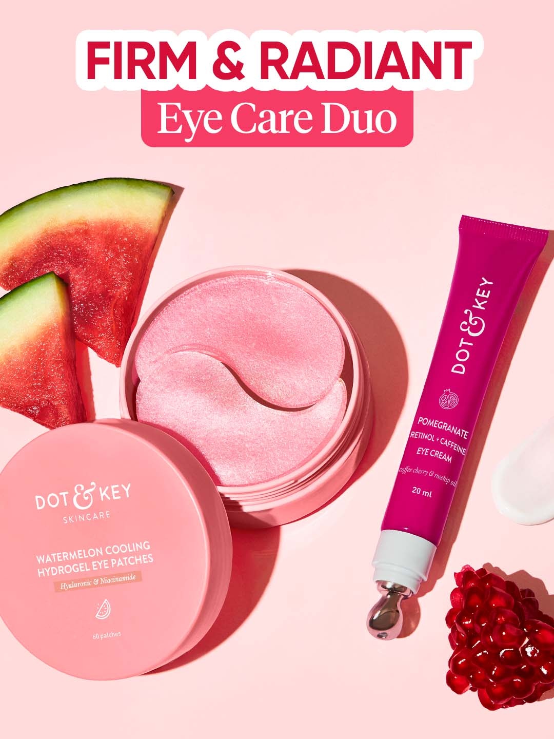 DOT & KEY Set of Pomegranate Retinol Eye Cream + Watermelon Cooling Hydrogel Eye Patches, Pink
DOT & KEY Set of Pomegranate Retinol Eye Cream + Watermelon Cooling Hydrogel Eye Patches, Pink