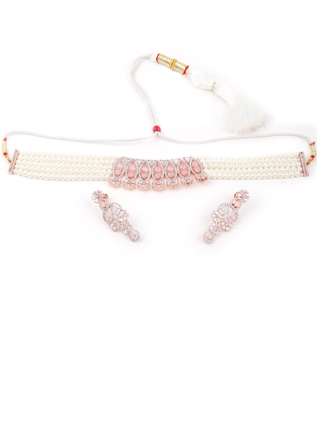 ODETTE Gold-Plated Faux Stone Studded & Pearl-Beaded Alloy Choker Necklace Jewellery Set, Pink
ODETTE Gold-Plated Faux Stone Studded & Pearl-Beaded Alloy Choker Necklace Jewellery Set, Pink