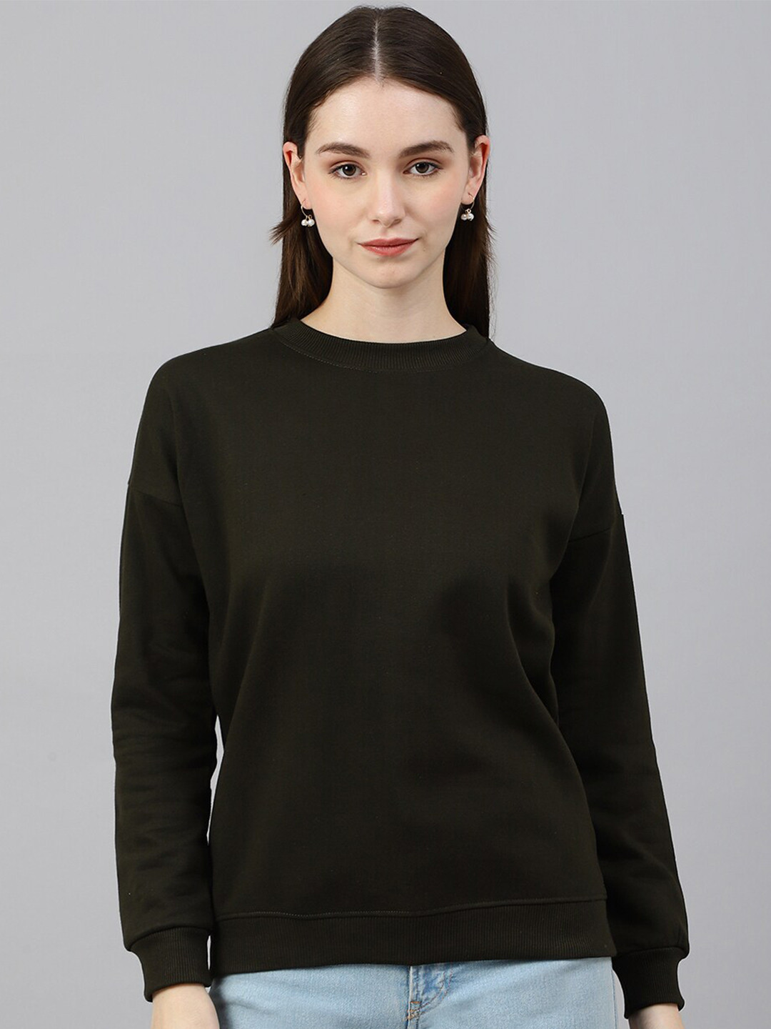 COLOR CAPITAL Oversized Drop Shoulder Sweatshirt, Olive 
COLOR CAPITAL Oversized Drop Shoulder Sweatshirt, Olive