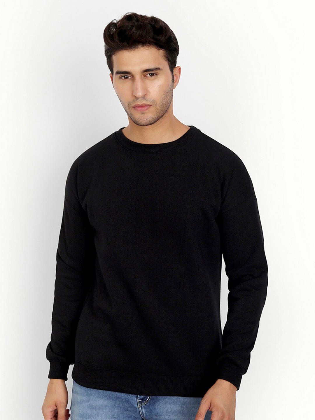 COLOR CAPITAL Round Neck Pullover, Black