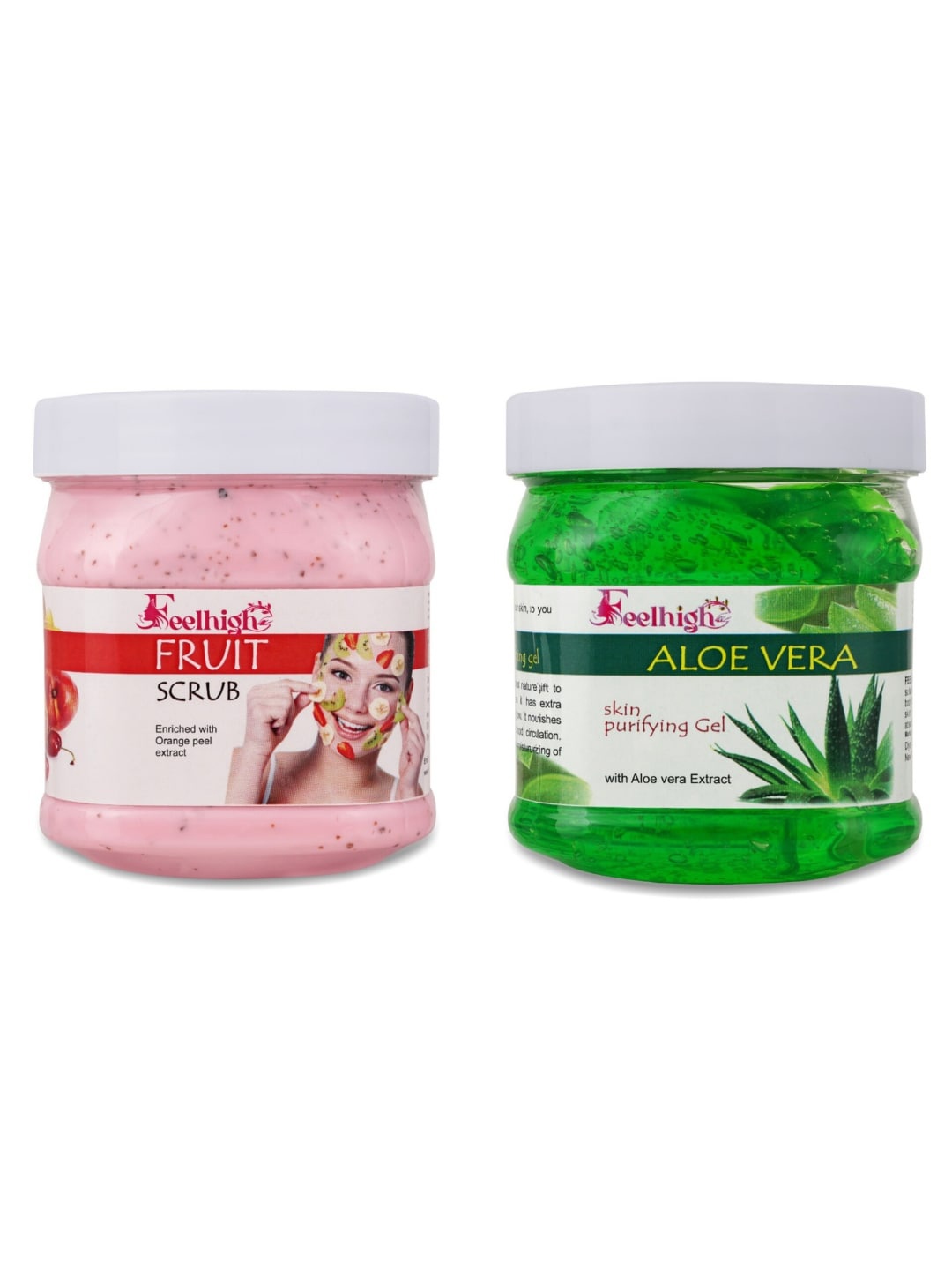 FEELHIGH Set Of 2 Face & Body Mix Fruit Scrub & Aloe Vera Skin PurefyingGel-500ml Each, Green
FEELHIGH Set Of 2 Face & Body Mix Fruit Scrub & Aloe Vera Skin PurefyingGel-500ml Each, Green