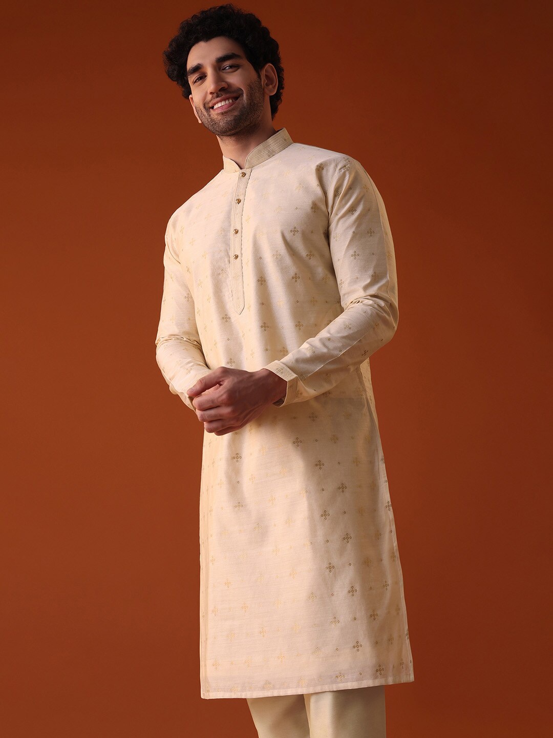 KALKI Fashion Bandhani Printed Kurta With Pyjamas, Beige