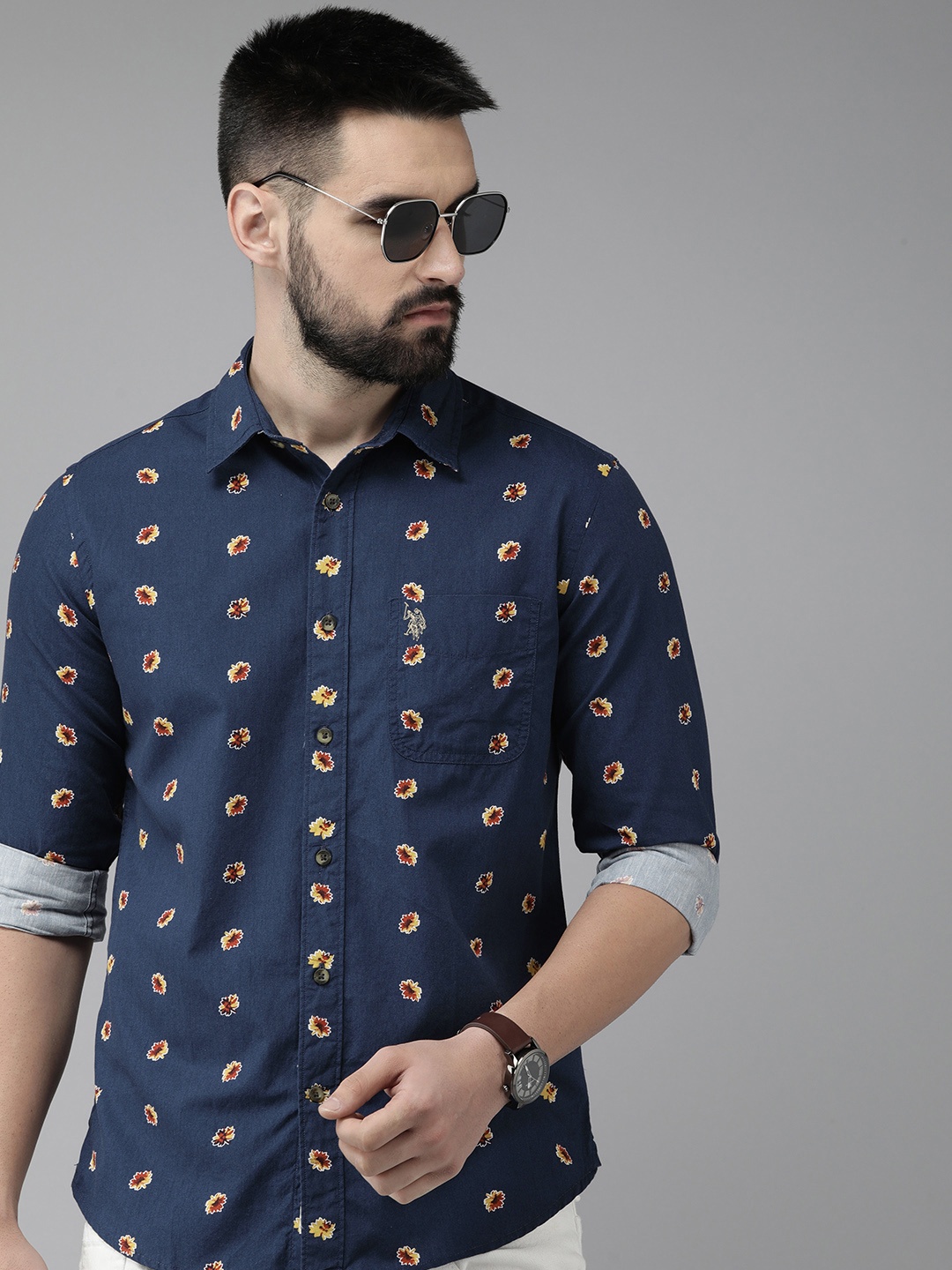 U.S. Polo Assn. Denim Co. Slim Fit Floral Printed Pure Cotton Casual Shirt, Navy blue
U.S. Polo Assn. Denim Co. Slim Fit Floral Printed Pure Cotton Casual Shirt, Navy blue