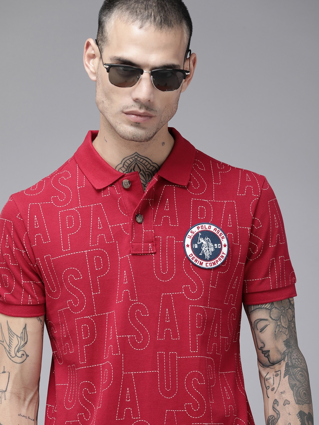U.S. Polo Assn. Denim Co. Brand Logo Printed Polo Collar Applique Pure Cotton T-shirt, Red
U.S. Polo Assn. Denim Co. Brand Logo Printed Polo Collar Applique Pure Cotton T-shirt, Red
