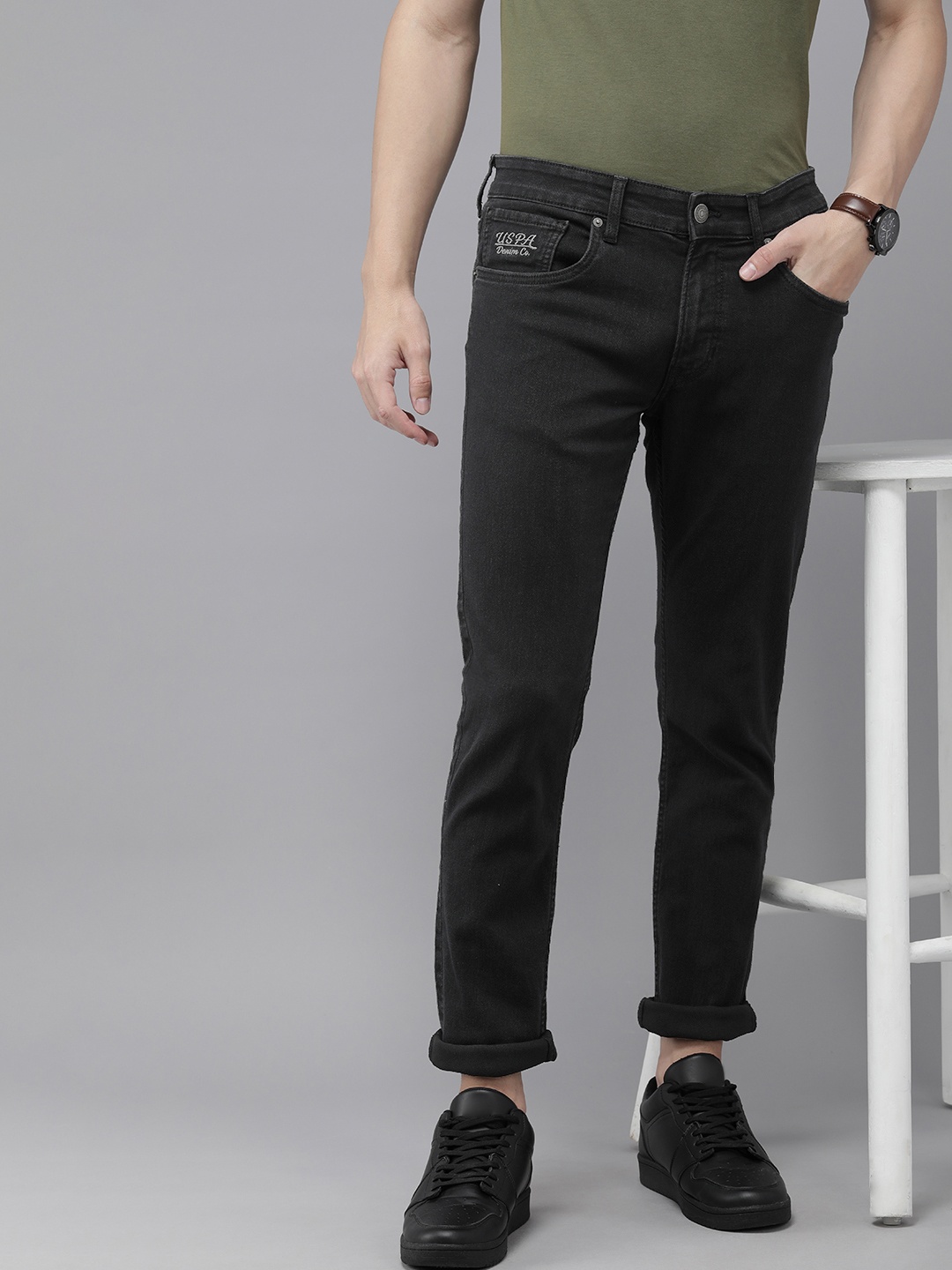U.S. Polo Assn. Denim Co. Men Brandon Slim Tapered Fit Mid-Rise Stretchable Jeans, Black
U.S. Polo Assn. Denim Co. Men Brandon Slim Tapered Fit Mid-Rise Stretchable Jeans, Black