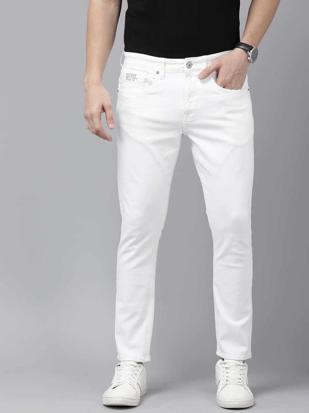 U.S. Polo Assn. Denim Co. Men Henry Tapered Mid-Rise Cropped Stretchable Jeans, White
U.S. Polo Assn. Denim Co. Men Henry Tapered Mid-Rise Cropped Stretchable Jeans, White