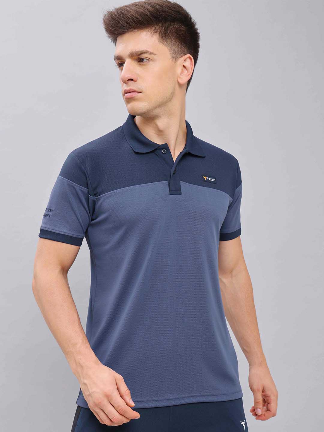 Technosport Antimicrobial Colourblocked Printed Polo Collar Slim Fit T-Shirts, Navy blue
Technosport Antimicrobial Colourblocked Printed Polo Collar Slim Fit T-Shirts, Navy blue