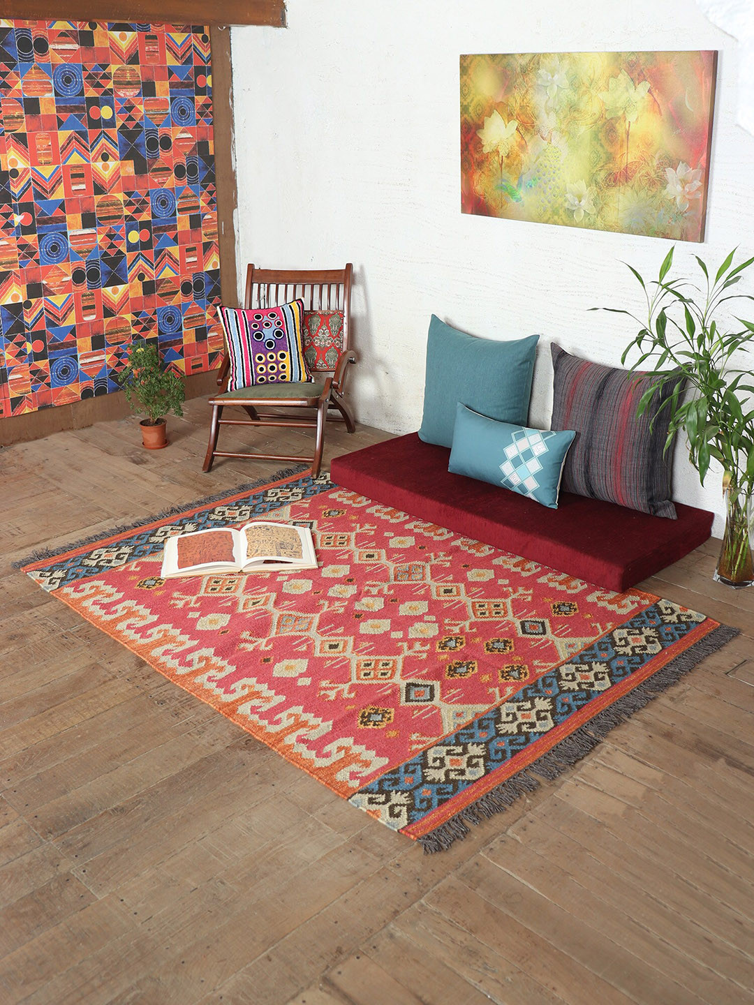 ZEBA Red & Beige Self-Designed Cotton Anti-Skid Dhurrie
ZEBA Red & Beige Self-Designed Cotton Anti-Skid Dhurrie