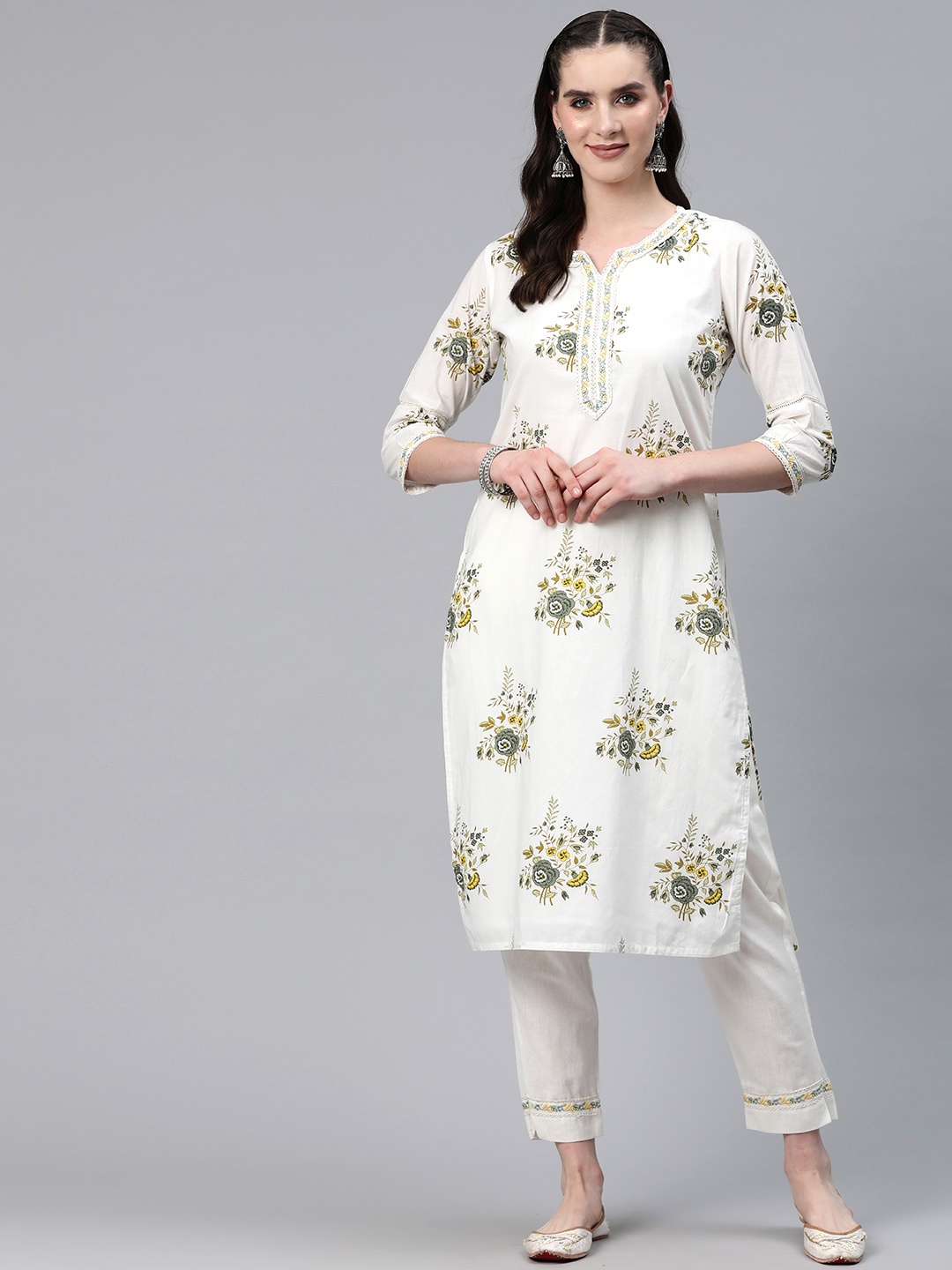 Readiprint Floral Printed Regular Thread Work Pure Cotton Kurta with Trousers, White
Readiprint Floral Printed Regular Thread Work Pure Cotton Kurta with Trousers, White