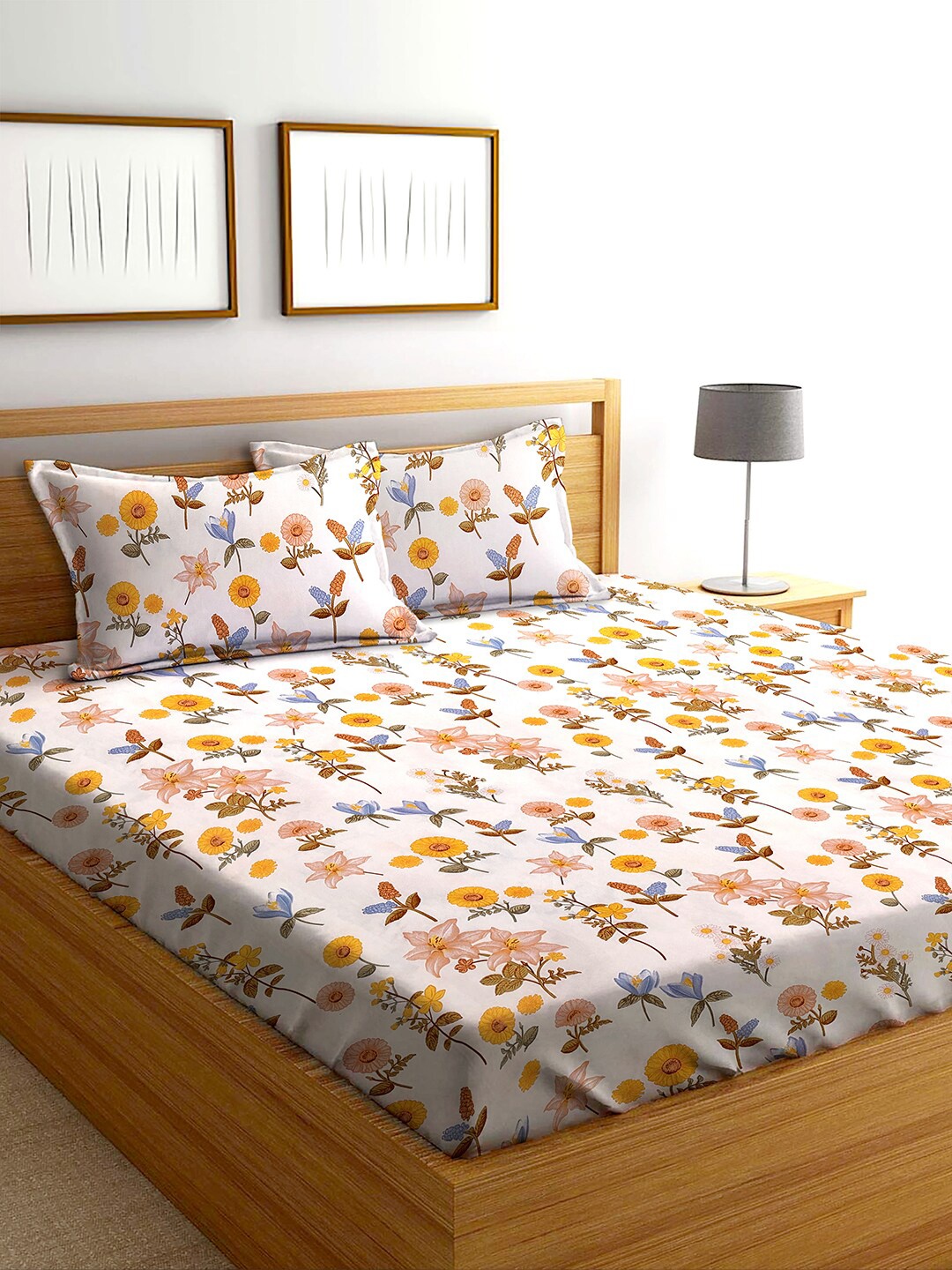 AEROHAVEN White & Yellow Floral Printed Cotton 240 TC Queen Bedsheet With 2 Pillow Covers
AEROHAVEN White & Yellow Floral Printed Cotton 240 TC Queen Bedsheet With 2 Pillow Covers