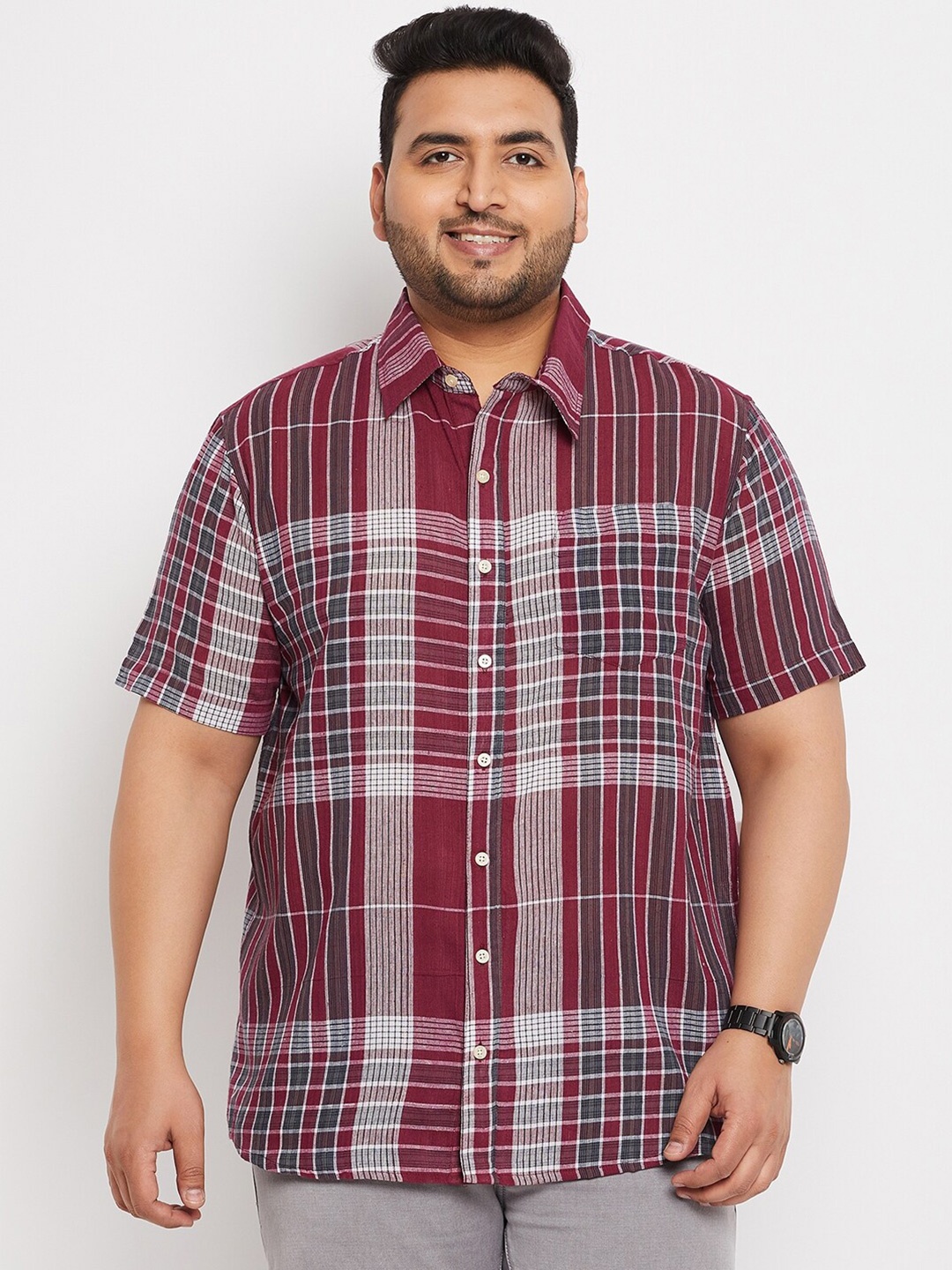 bigbanana Men Plus Size Regular Fit Tartan Checks Opaque Pure Cotton Casual Shirt, Red
bigbanana Men Plus Size Regular Fit Tartan Checks Opaque Pure Cotton Casual Shirt, Red