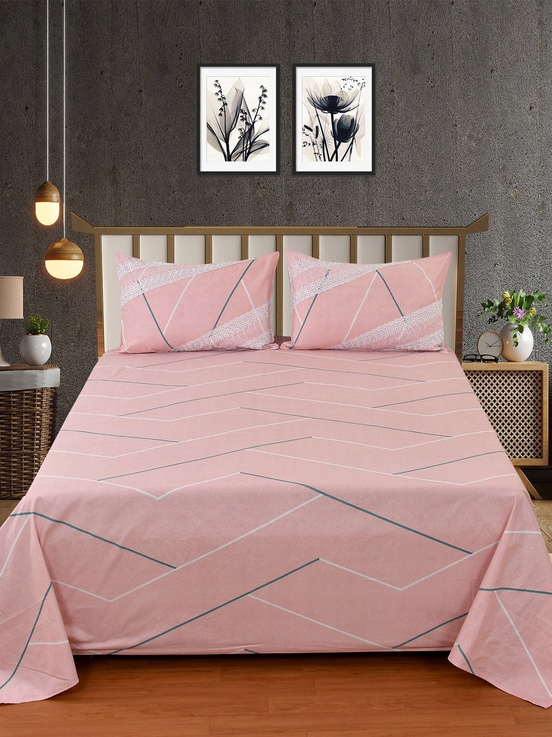 BELVOSTUM The Real Artisan Pink Printed Cotton 210 TC King Bedsheet with 2 Pillow Covers
BELVOSTUM The Real Artisan Pink Printed Cotton 210 TC King Bedsheet with 2 Pillow Covers