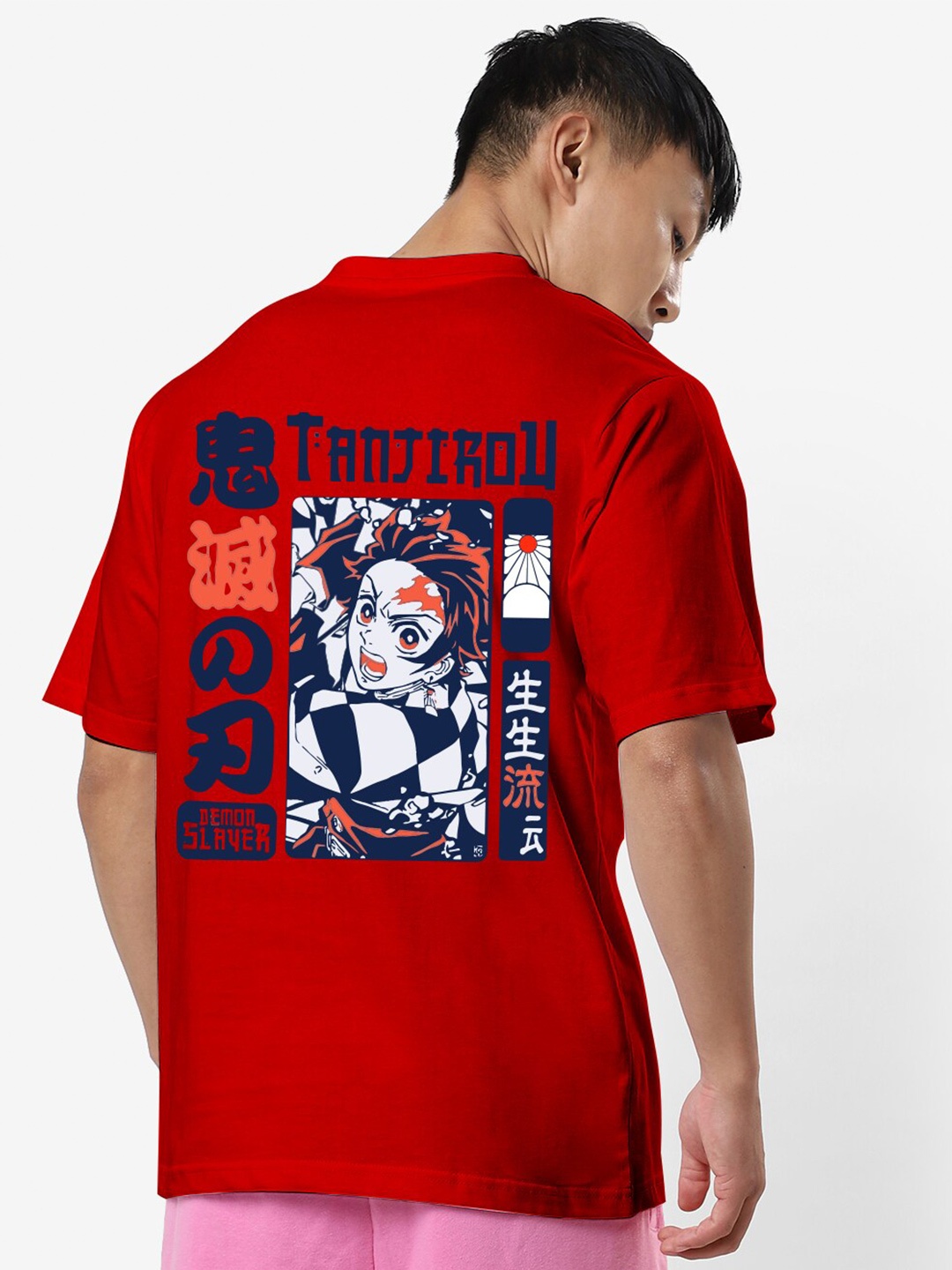 STATUS MANTRA Graphic Printed Oversized Pure Cotton Casual T-shirt, Red