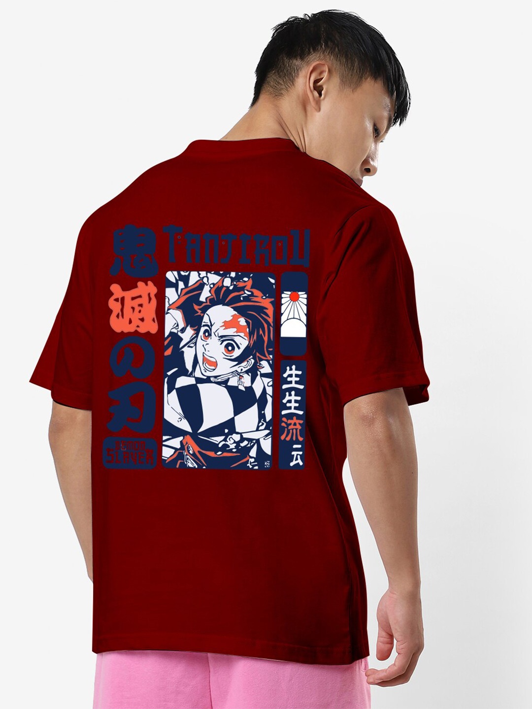 STATUS MANTRA Graphic Printed Oversized Pure Cotton T-shirt, Maroon