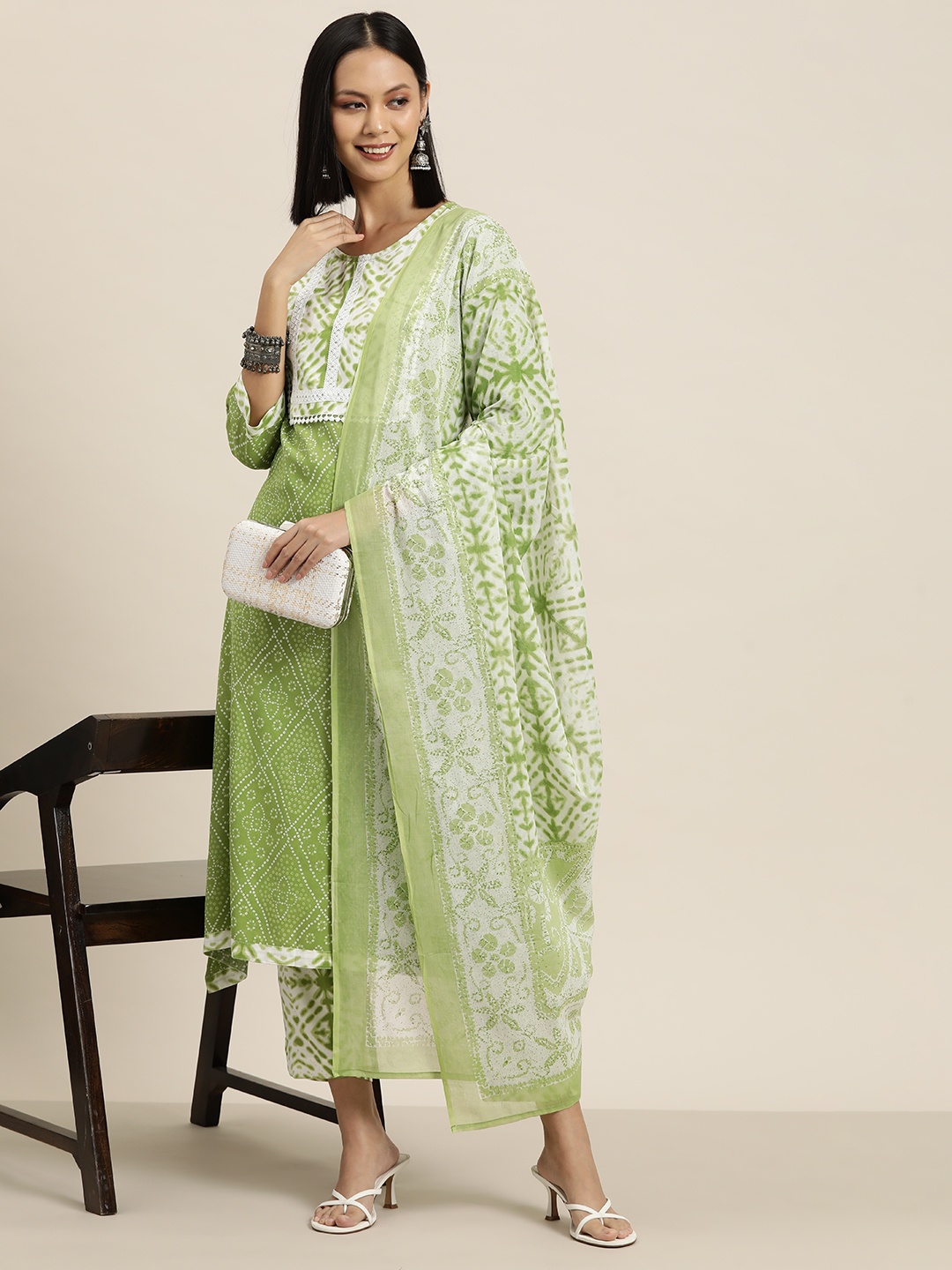HERE&NOW Women Ethnic Motifs Printed Pure Cotton Kurta with Trousers & Dupatta, Green
HERE&NOW Women Ethnic Motifs Printed Pure Cotton Kurta with Trousers & Dupatta, Green