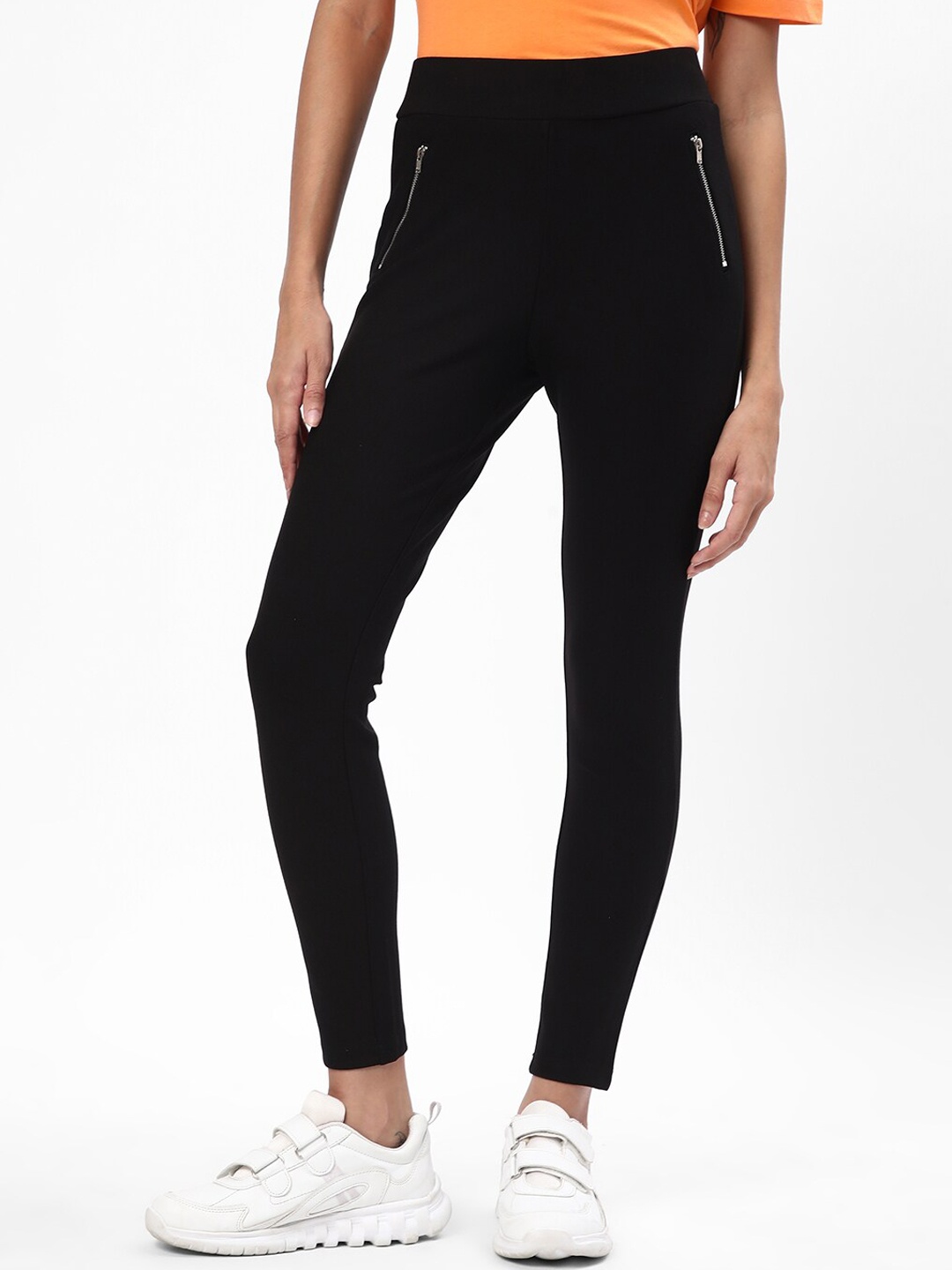 R&B Women Mid-Rise Regular Fit Regular Trousers, Black