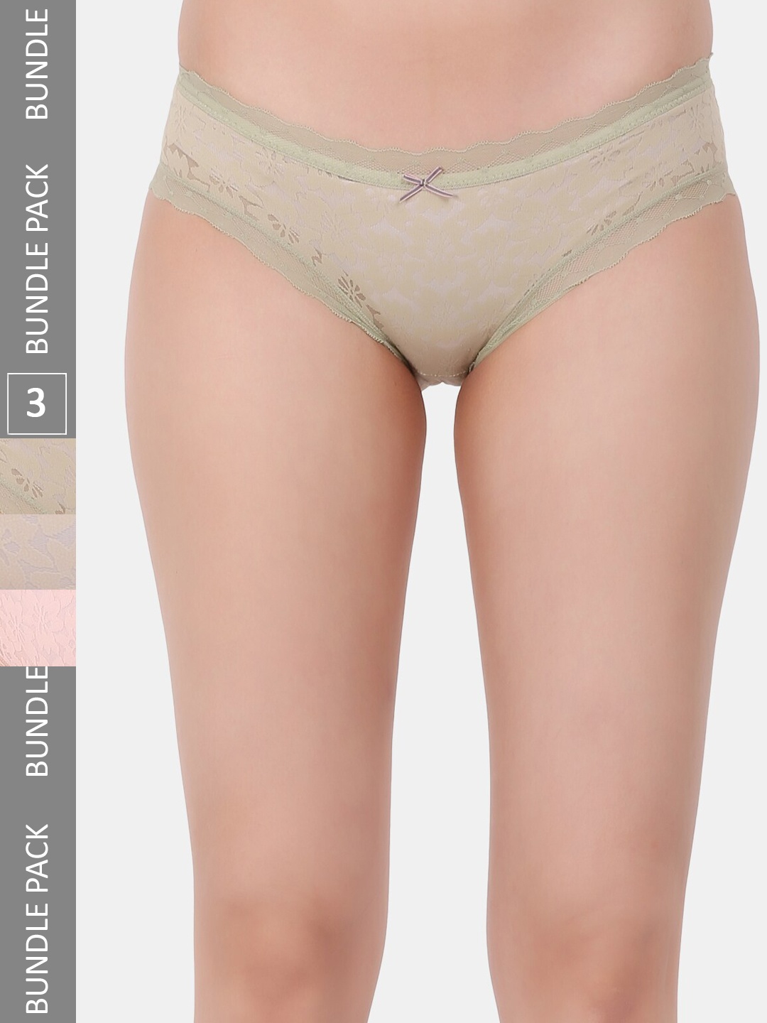 Amour Secret Pack Of 3 Self-Design Laced Leak Proof Bikini Briefs P3638_Grn_Pnk_Skn, Green
Amour Secret Pack Of 3 Self-Design Laced Leak Proof Bikini Briefs P3638_Grn_Pnk_Skn, Green