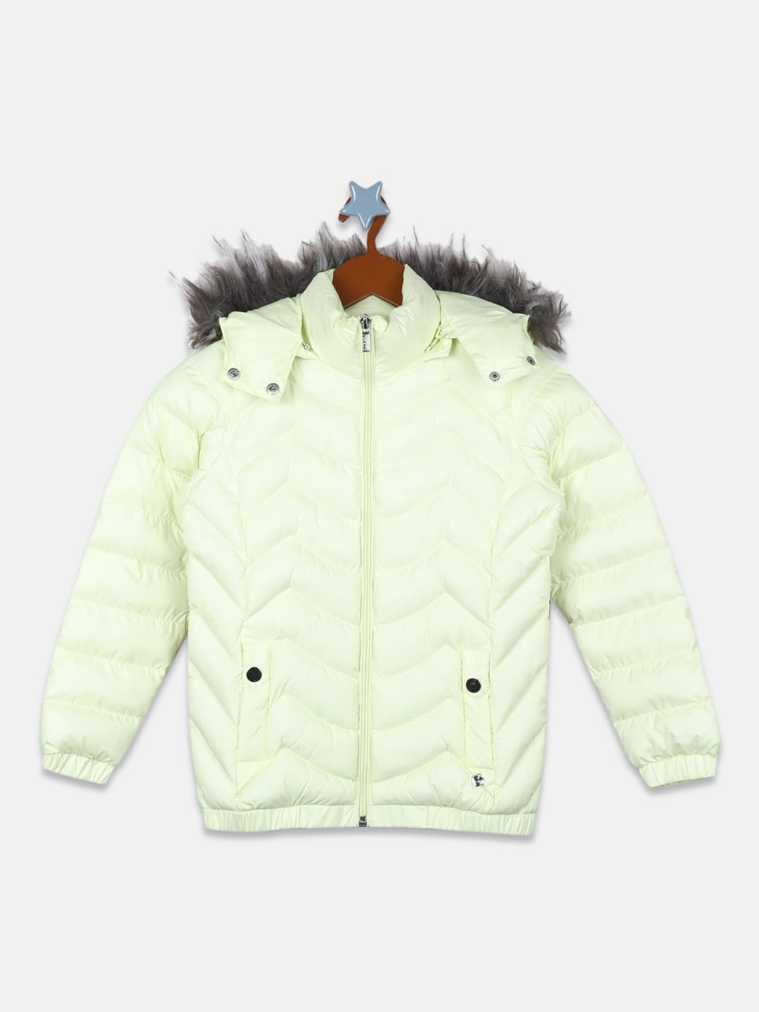 Monte Carlo Girls Hooded Parka Jacket, Lime green
