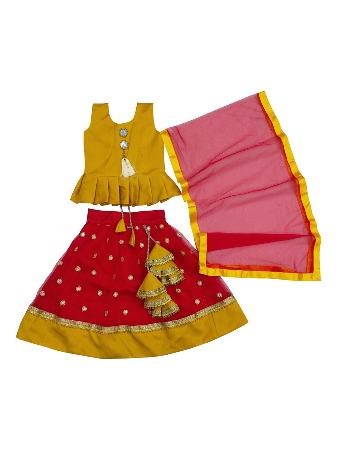 BAESD Girls Mirror Work Embroidered Ready To Wear Lehenga & Blouse With Dupatta, Red
BAESD Girls Mirror Work Embroidered Ready To Wear Lehenga & Blouse With Dupatta, Red