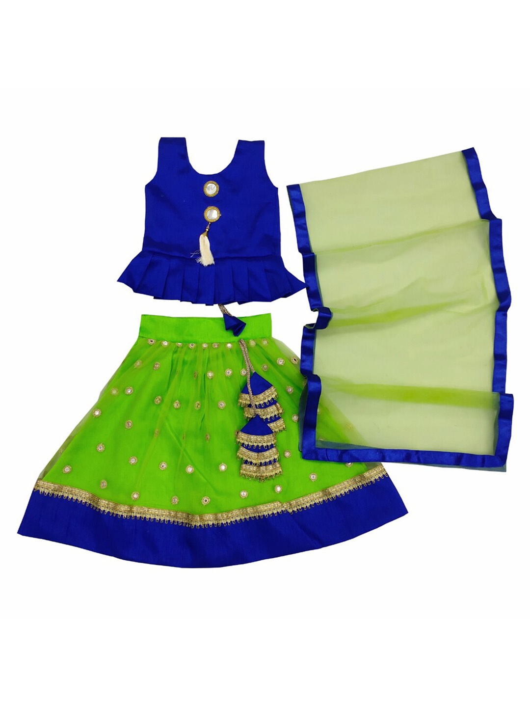 BAESD Girls Mirror Work Embroidered Ready To Wear Lehenga & Blouse With Dupatta, Green
BAESD Girls Mirror Work Embroidered Ready To Wear Lehenga & Blouse With Dupatta, Green